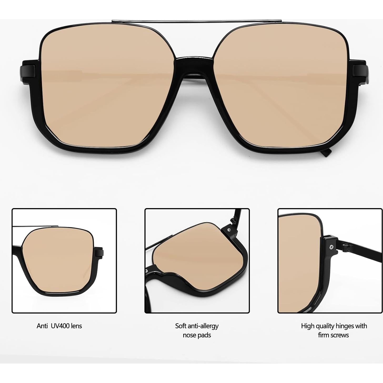 Gafas de sol retro GUVIVI piloto semi sin montura 47mm