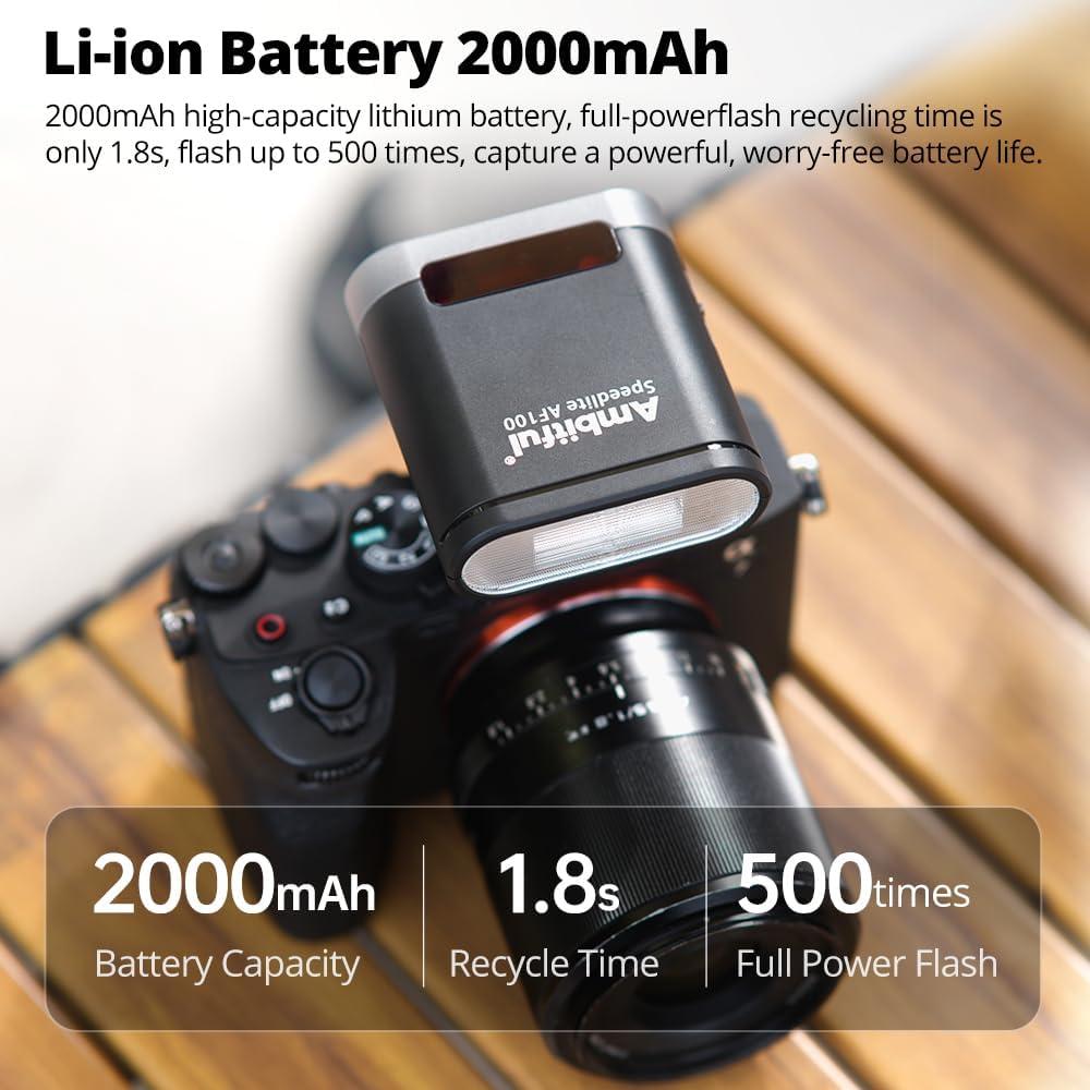 Flash Mini Ambitful AF100 - Speedlite Recargable GN12 2000mAh