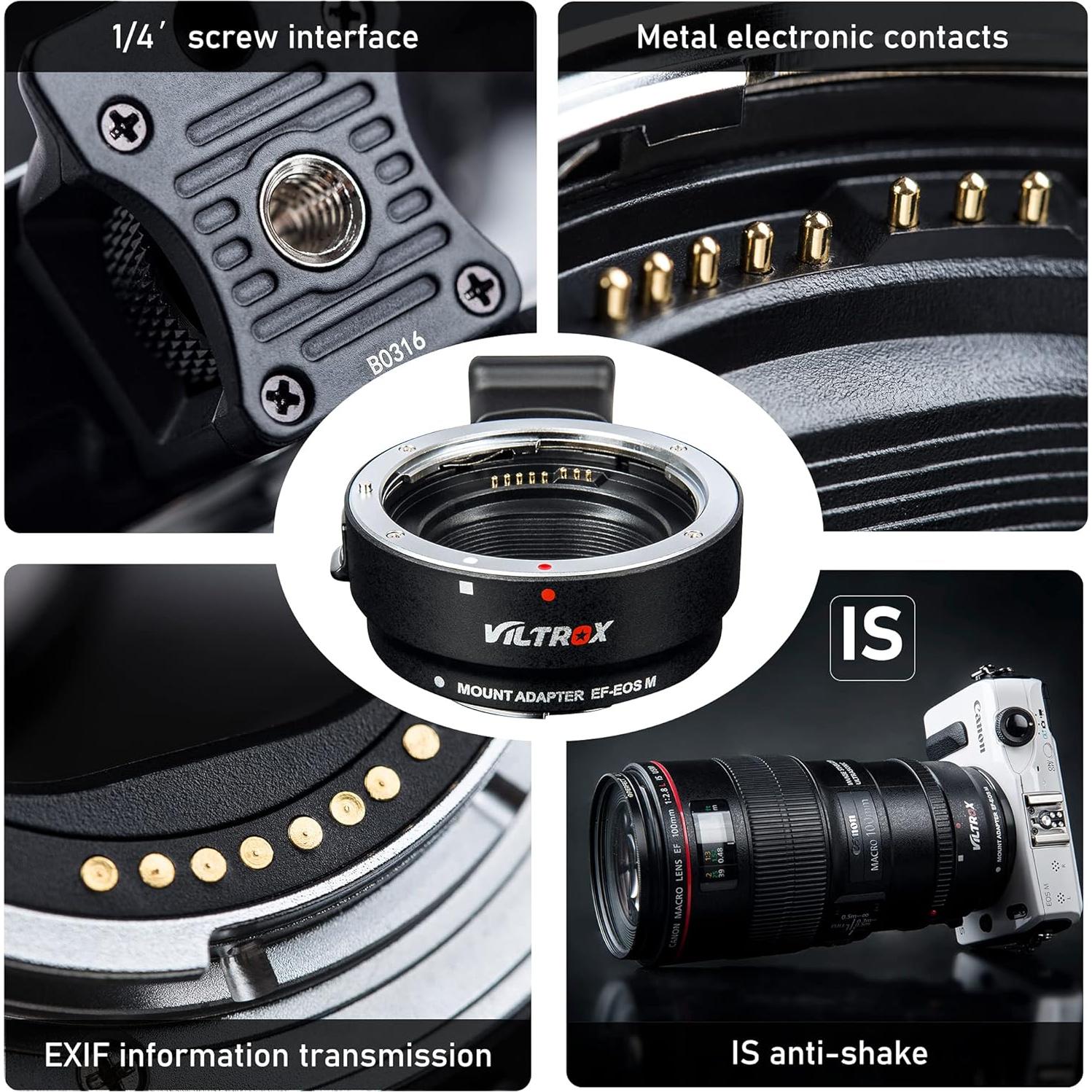 Adaptador de cámara VILTROX EF-EOS M con enfoque automático