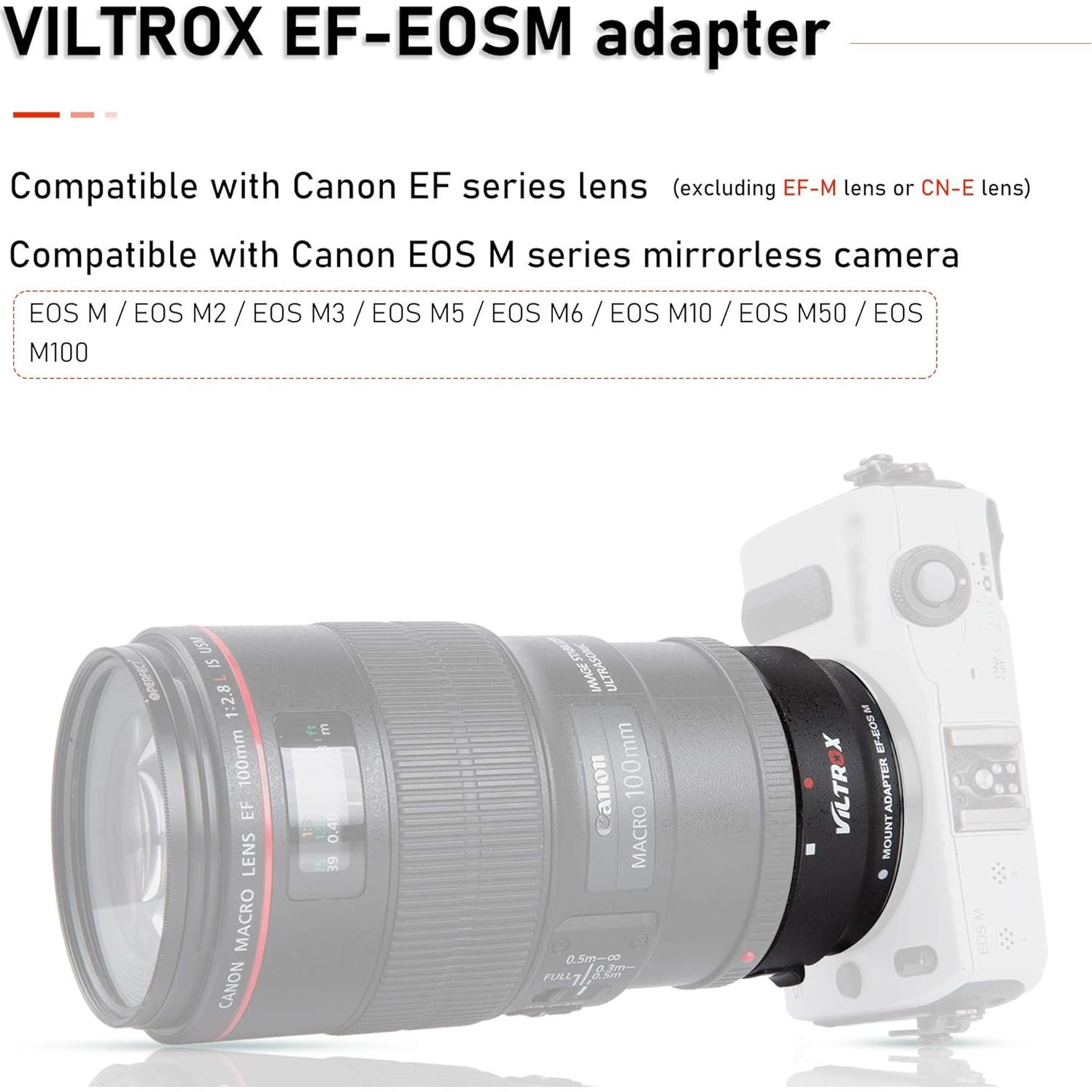 Adaptador de cámara VILTROX EF-EOS M con enfoque automático