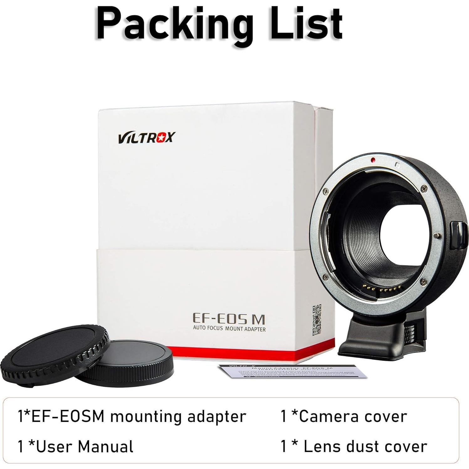 Adaptador de cámara VILTROX EF-EOS M con enfoque automático