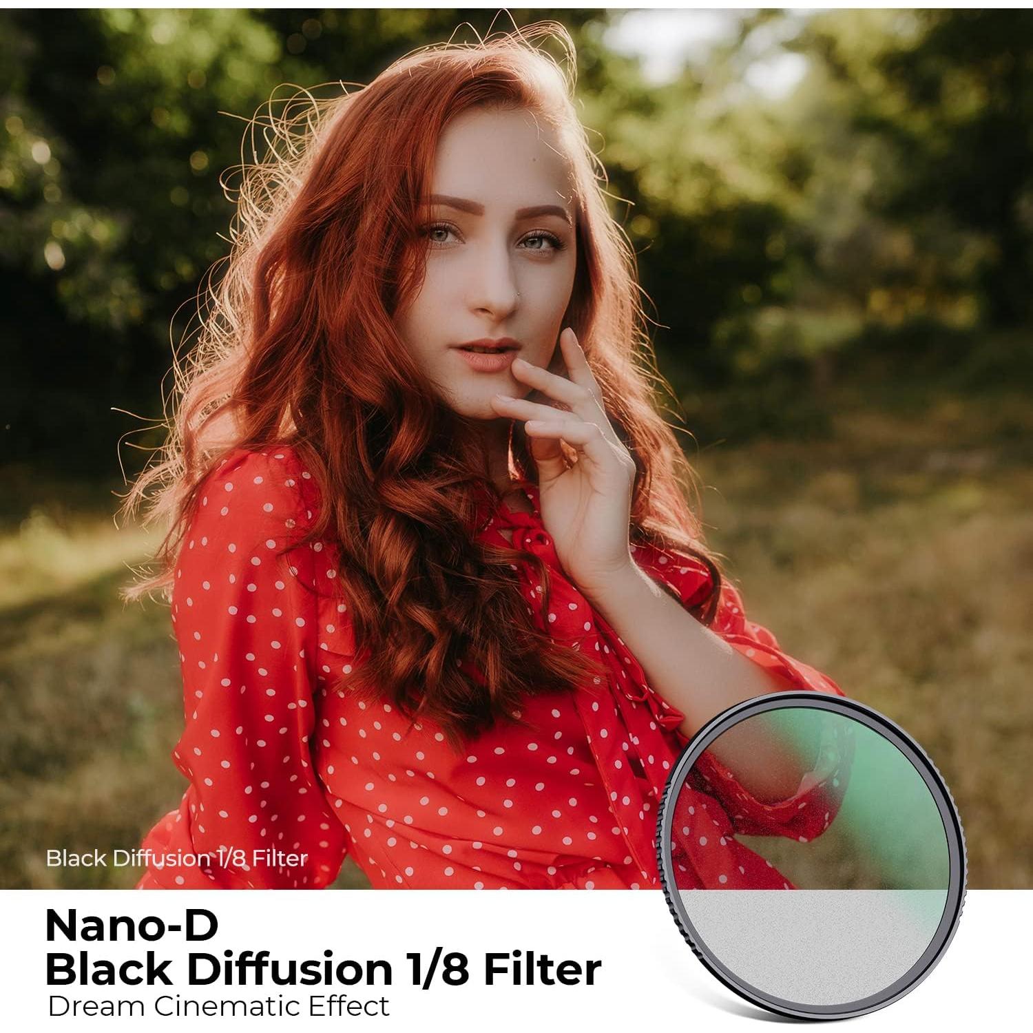 K&F Concept 49mm Black Diffusion 1/8 Waterproof Mist Cinematic Effect Camera Lens Filter with 24 Multi-Coatings for Video/Vlog/Portrait Photography (D-Series)