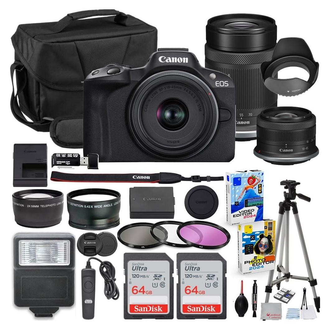 Cámara Sin Espejo Canon EOS R50 con Lentes 18-45mm y 55-210mm