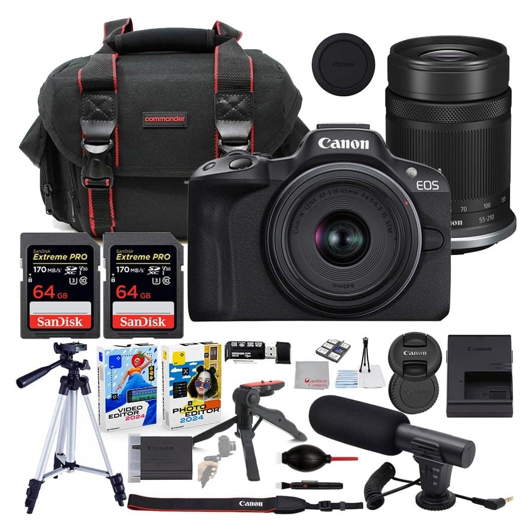 Cámara Sin Espejo Canon EOS R50 con Lentes 18-45mm y 55-210mm