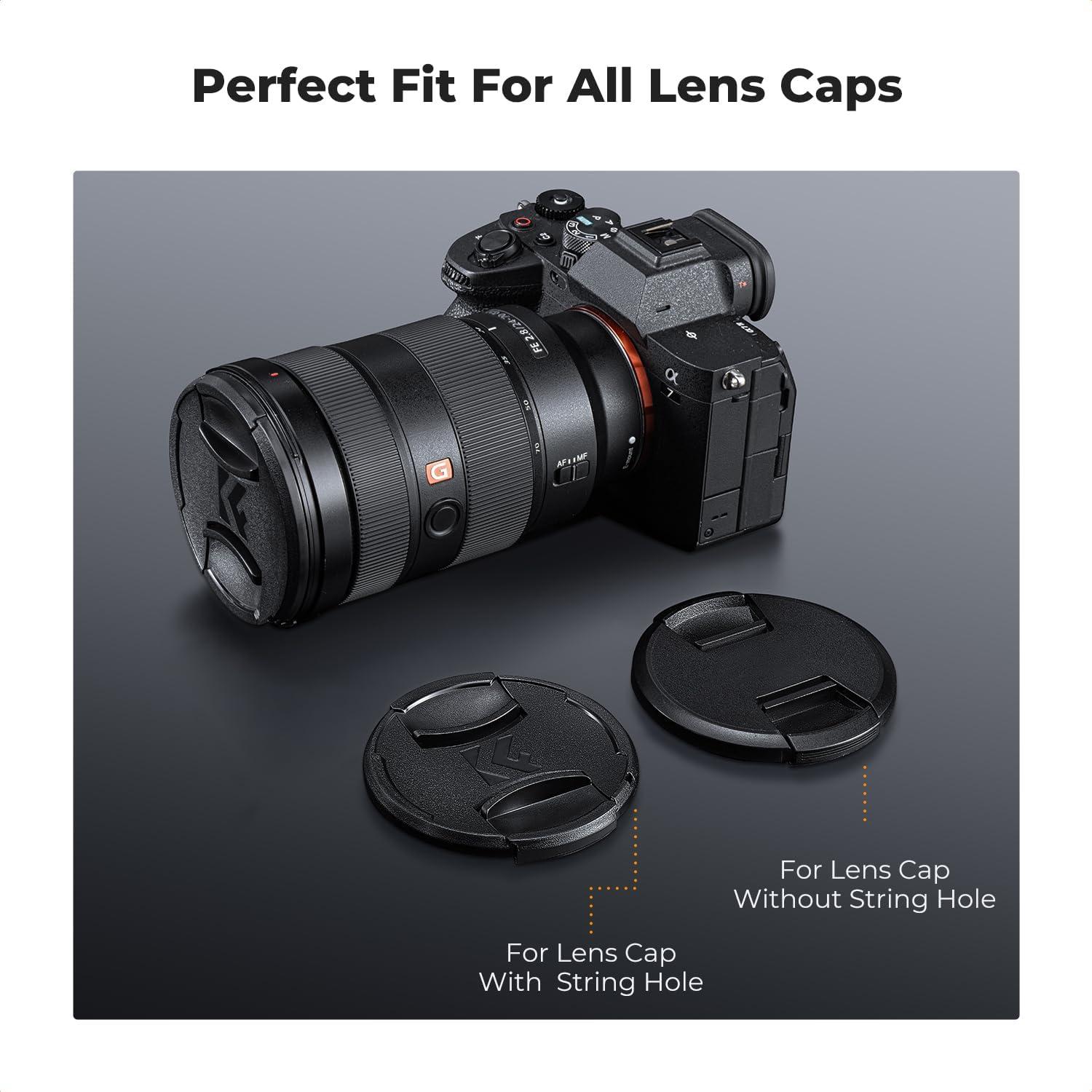 K&F Concept Sujetadores de Tapas de Lentes 6 Piezas + Paño Microfibra