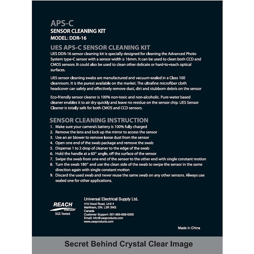 UES Kit de Limpieza de Sensor APS-C DDR16 para Cámaras Digitales