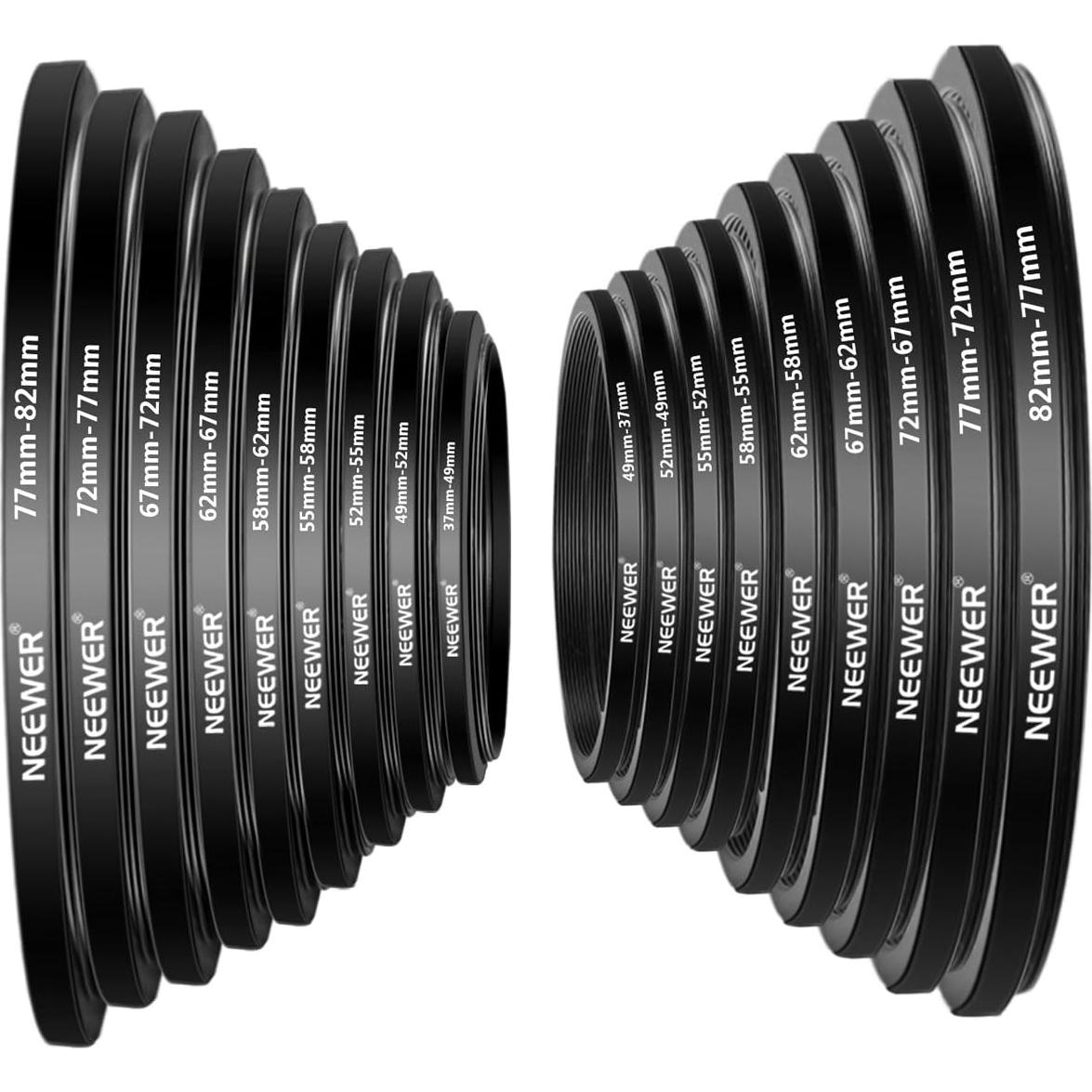 Kit de Anillos Adaptadores de Filtro Neewer 18 Piezas DSLR