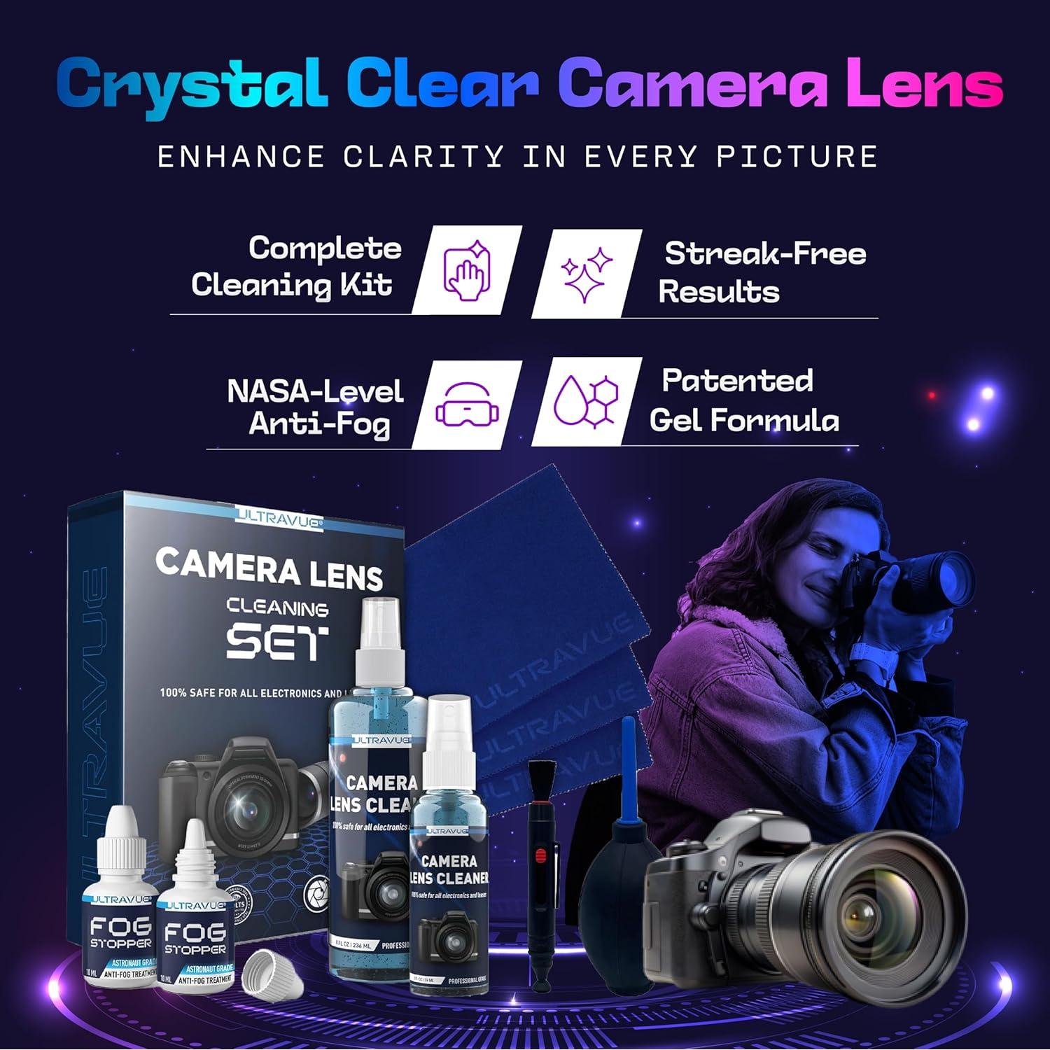 Kit de limpieza de lentes de cámara ULTRAVUE - 8oz y 2oz