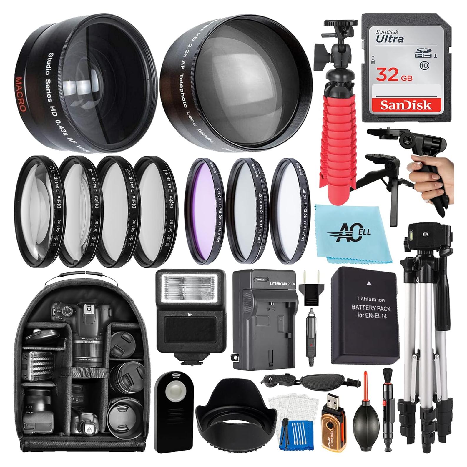 Kit de Accesorios 55mm A-Cell para Nikon D3400 D3500 D5500