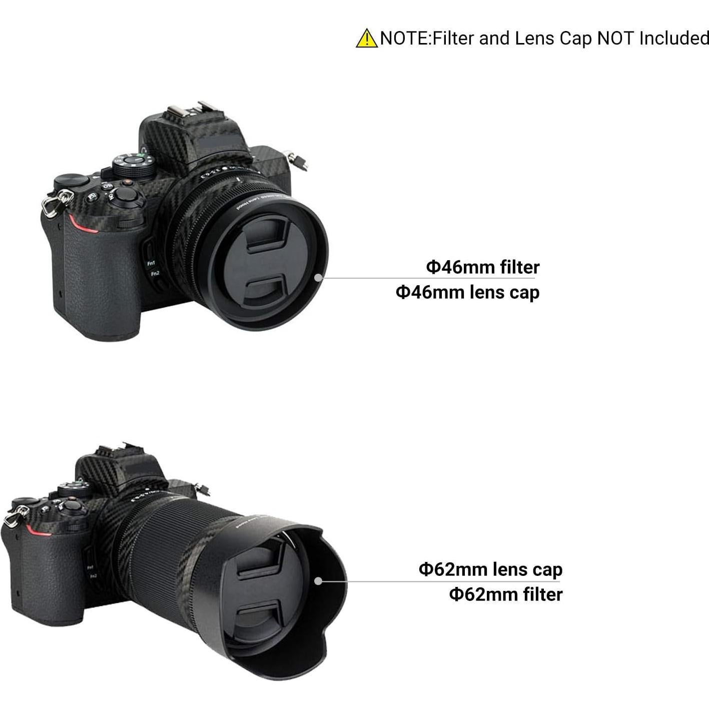 Kit de Filtros y Parasol Nikon Z30 Z50 Z fc Nikkor Z DX 16-50mm 50-250mm