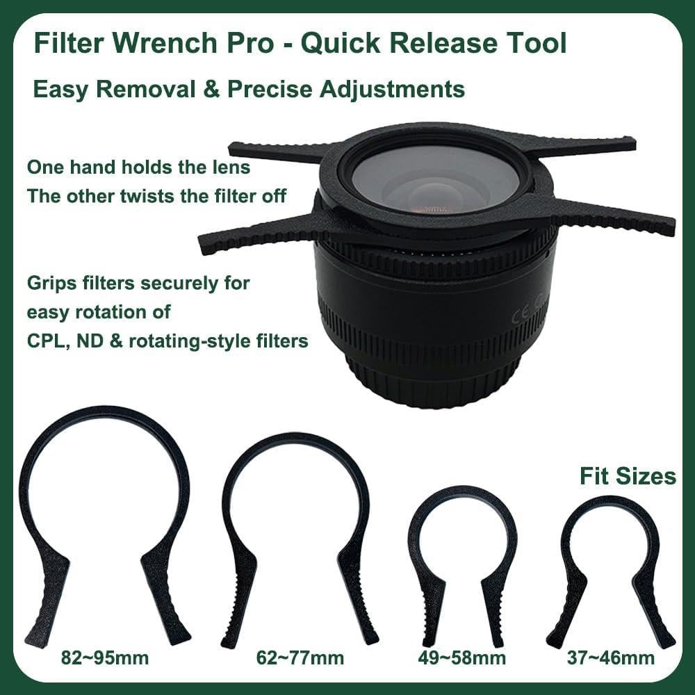 Kit de Llaves para Filtros de Lente BCDHAMATE - 4 Pares 37-95mm