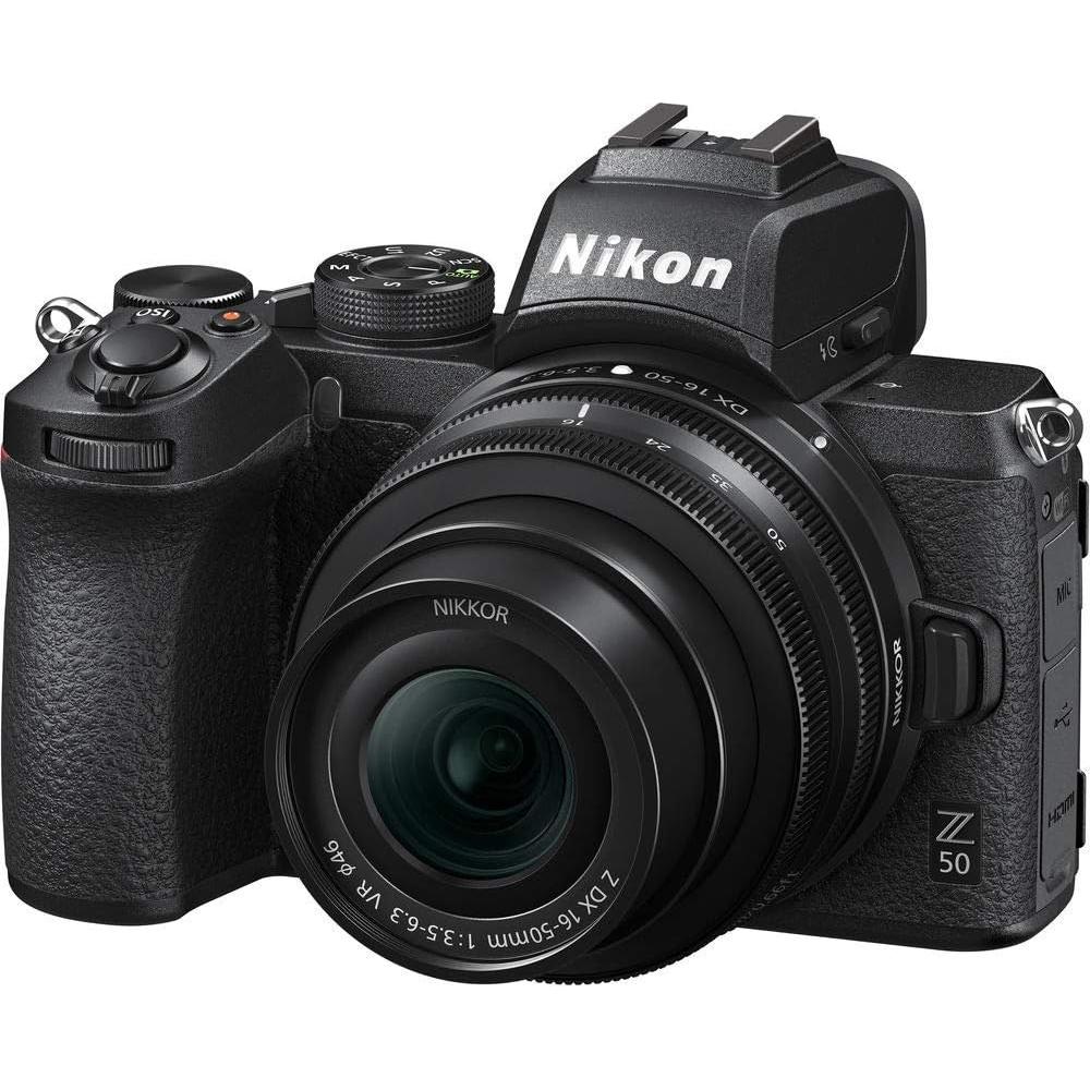 Nikon Z 50 Mirrorless Digital Camera with 16-50mm Lens (1633) + FTZ Mount Adapter + 2 x EN-EL25 Battery + 64GB Card + Case + Corel Software + Light + Filter Kit + More (International Model) (Renewed)