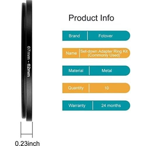 Kit de Anillos Adaptadores de Paso a Abajo 10 Piezas DSLR Sedremm