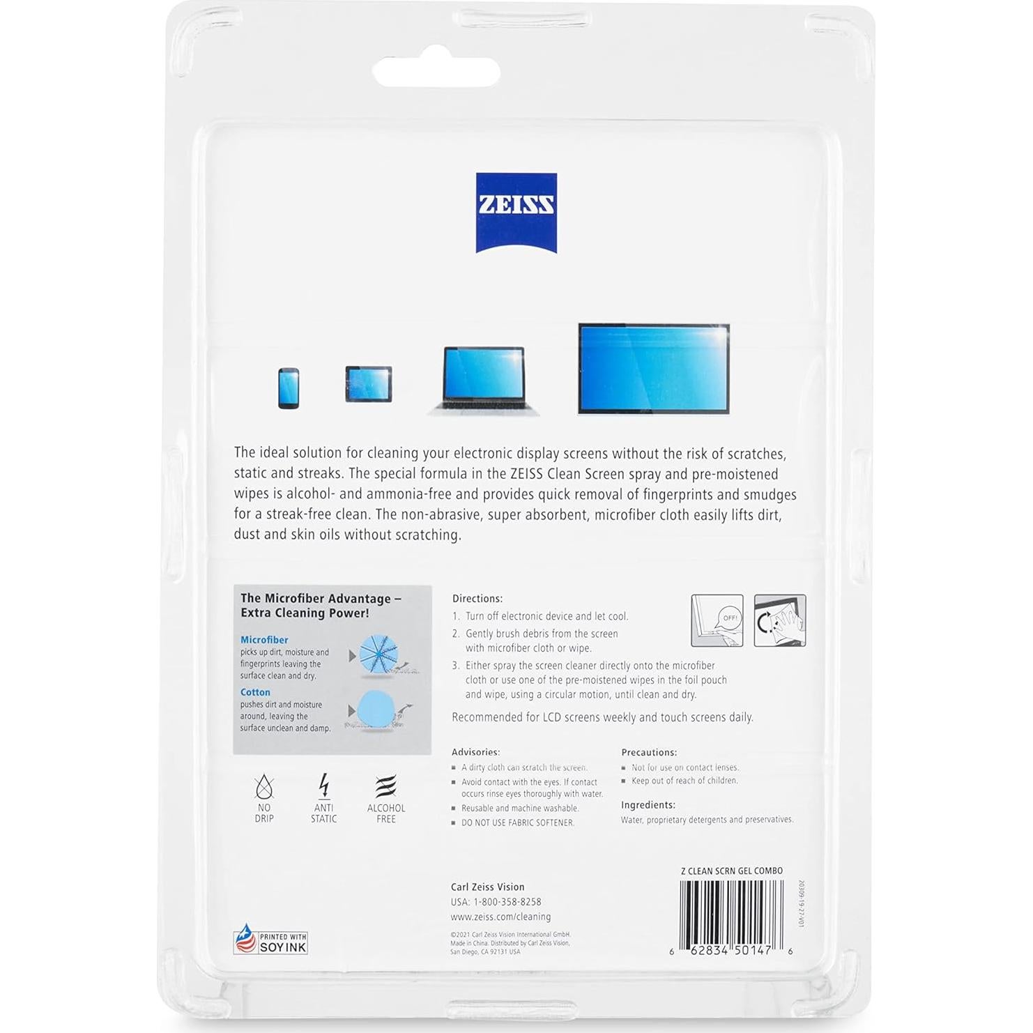 Kit de limpieza ZEISS para pantallas - 15 toallitas y spray