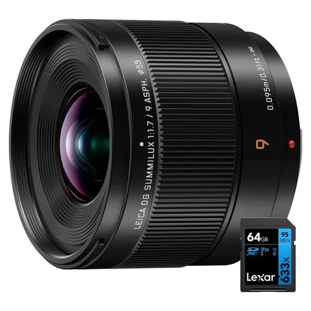 Lente Panasonic Leica DG Summilux 9mm f/1.7 ASPH + Tarjeta 64GB
