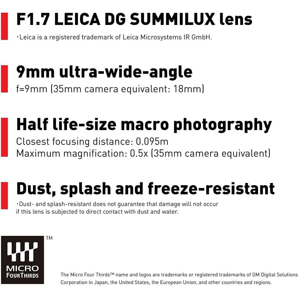 Lente Panasonic Leica DG Summilux 9mm f/1.7 ASPH + Tarjeta 64GB
