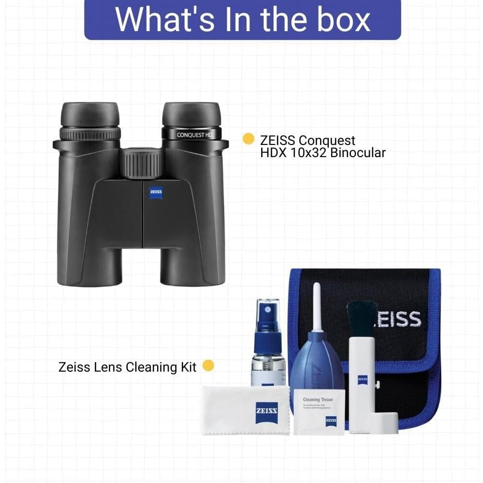 Binoculares Zeiss Conquest HDX 10x32 90% Transm. Luz Negro