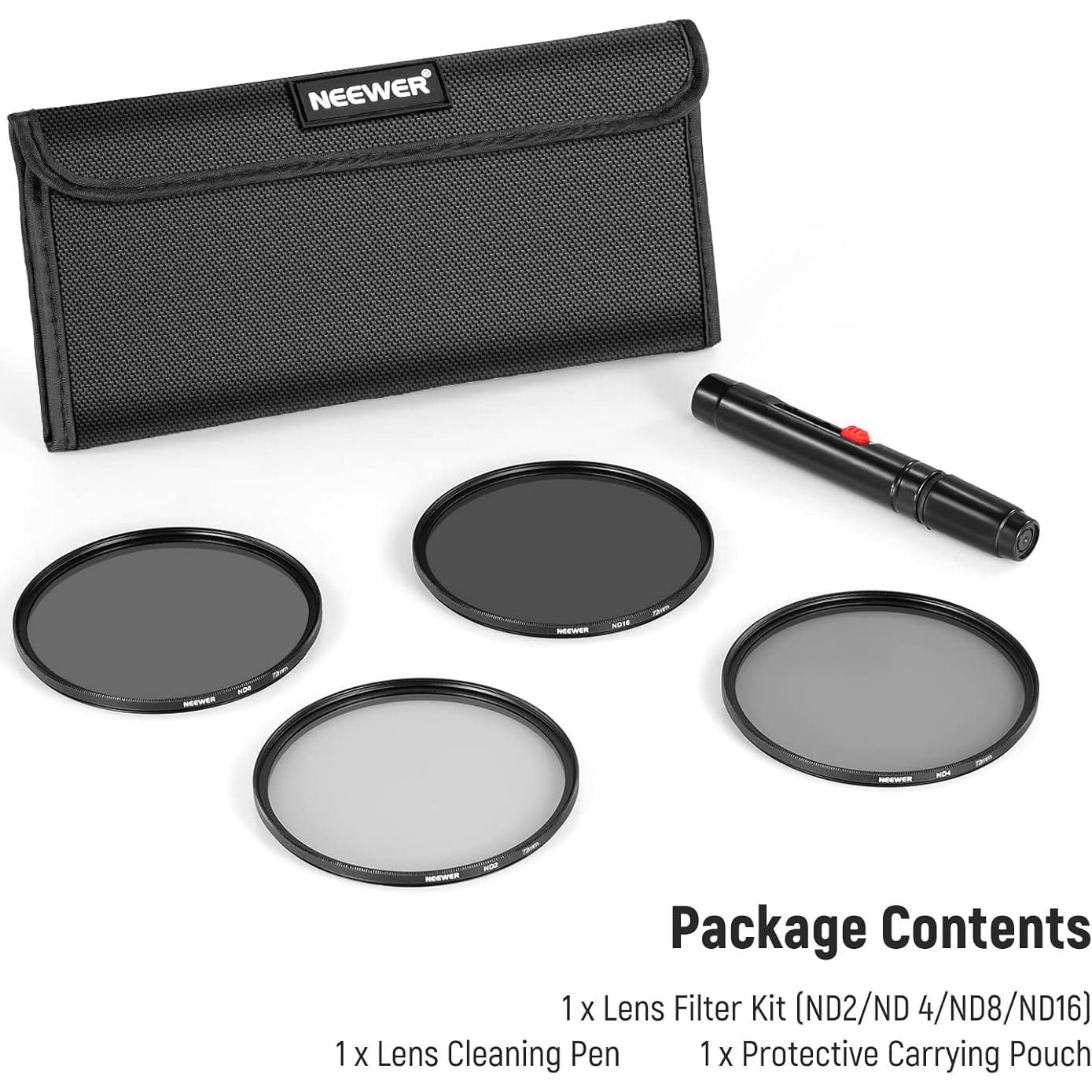 Kit de Filtros ND 72mm NEEWER con Bolígrafo de Limpieza