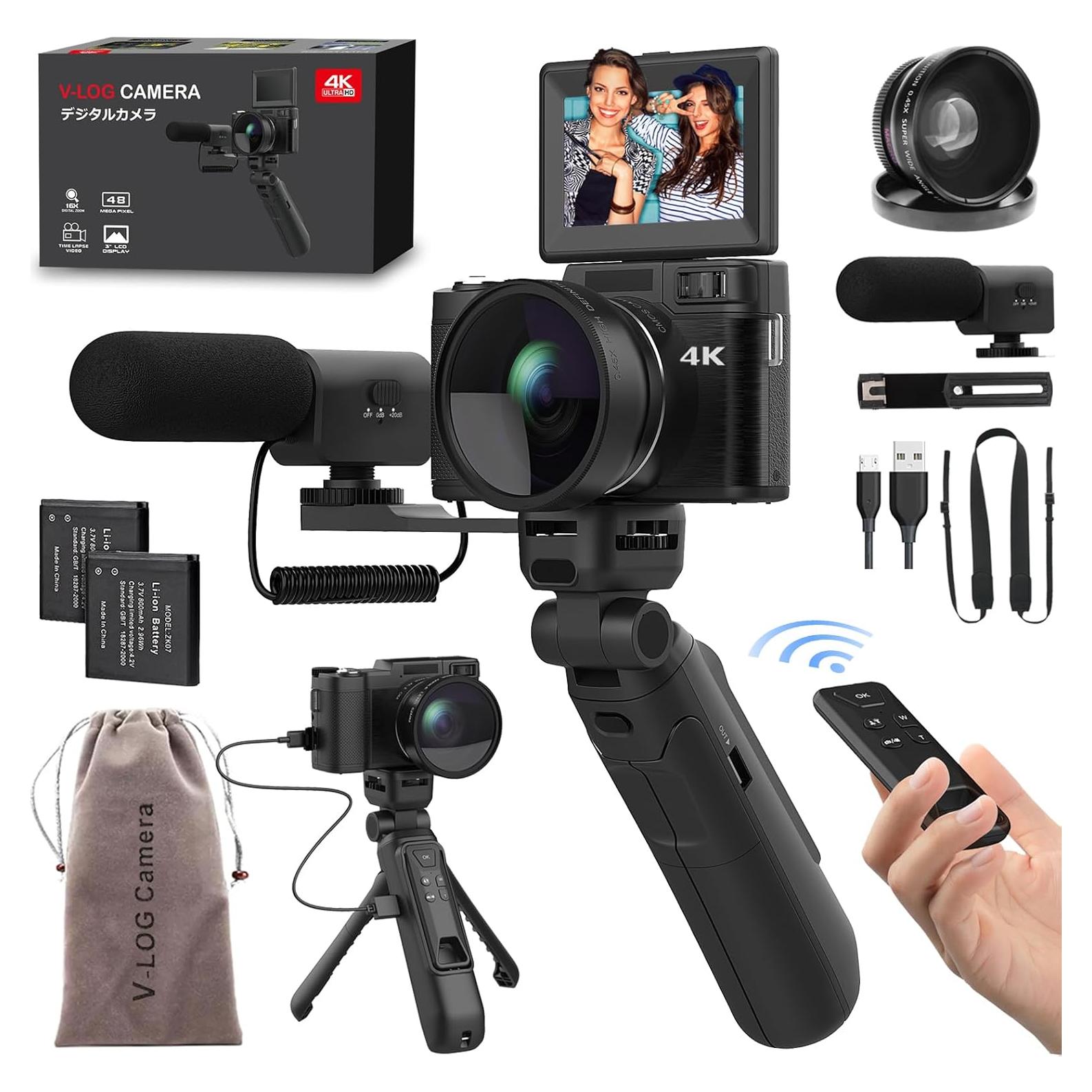 Cámara Digital 4K Novzzovaz V-CamPro 48MP con Accesorios