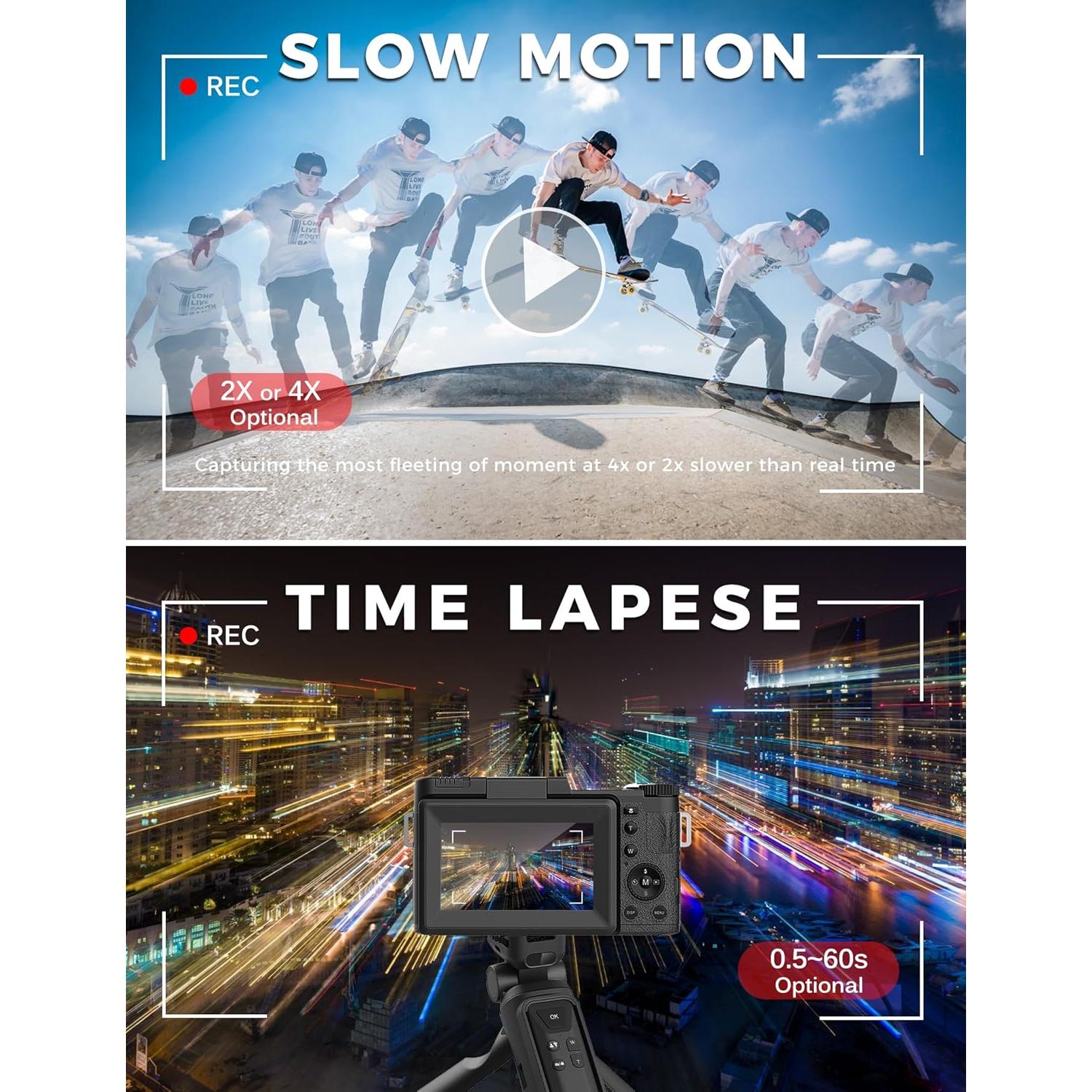 Cámara Digital 4K Novzzovaz V-CamPro 48MP con Accesorios