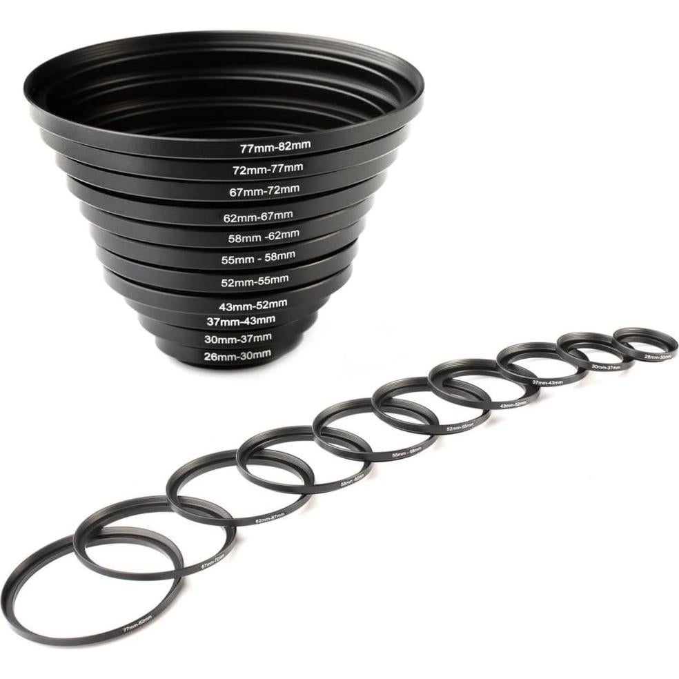 Juego de Anillos de Paso de Metal K&F Concept 11 Piezas 26-82mm