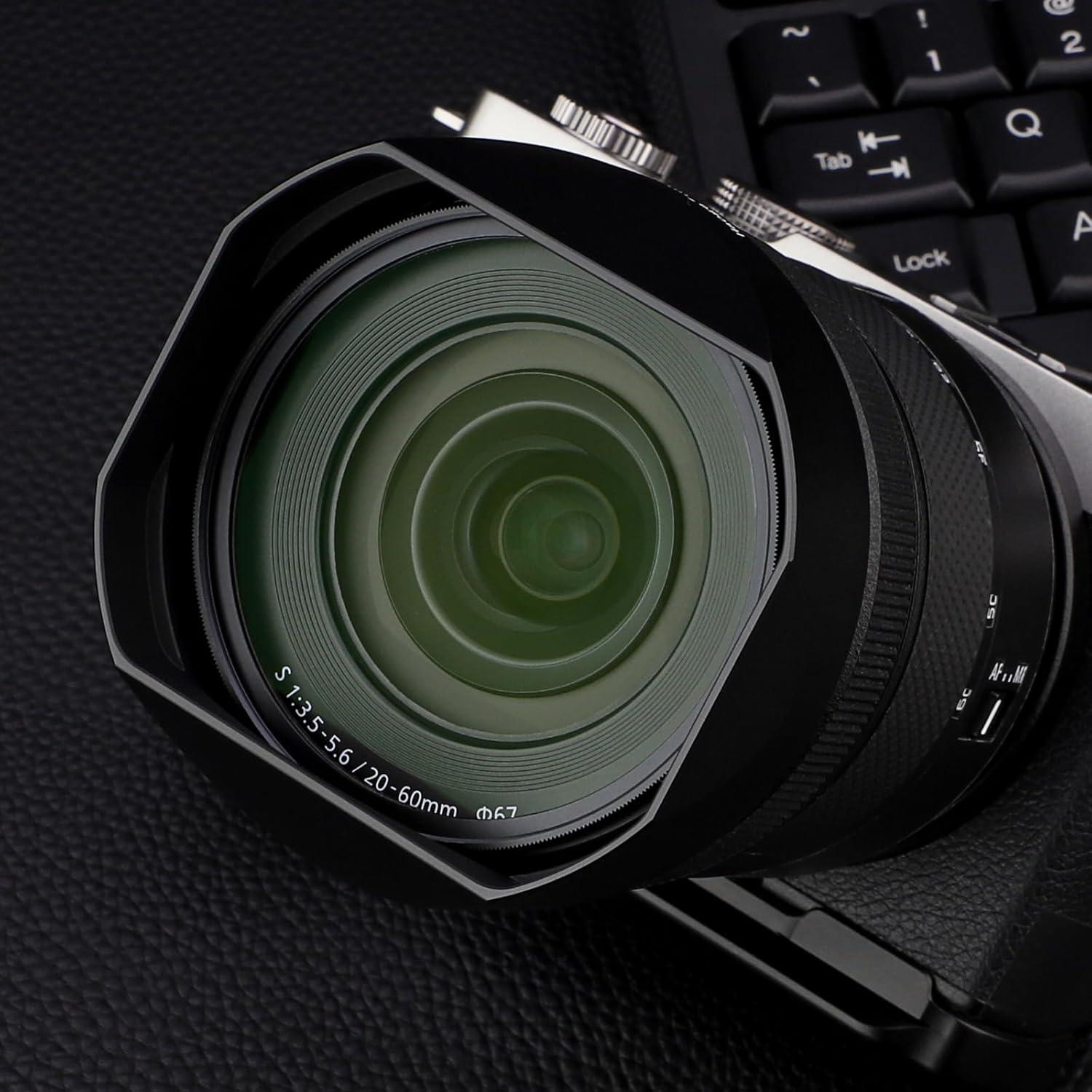 Capucha de lente metálica cuadrada Haoge LH-L2060 para Panasonic LUMIX S 20-60mm