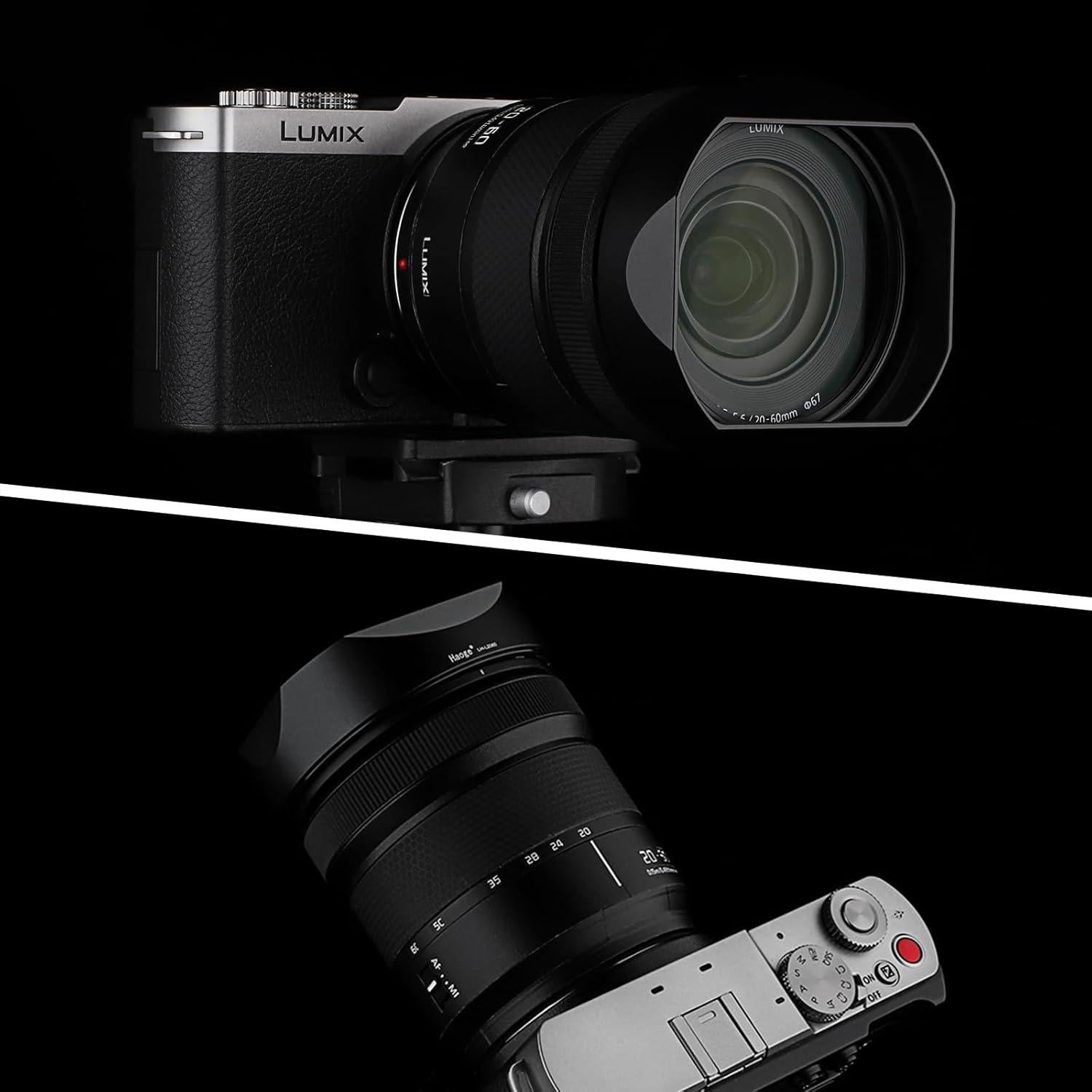 Capucha de lente metálica cuadrada Haoge LH-L2060 para Panasonic LUMIX S 20-60mm