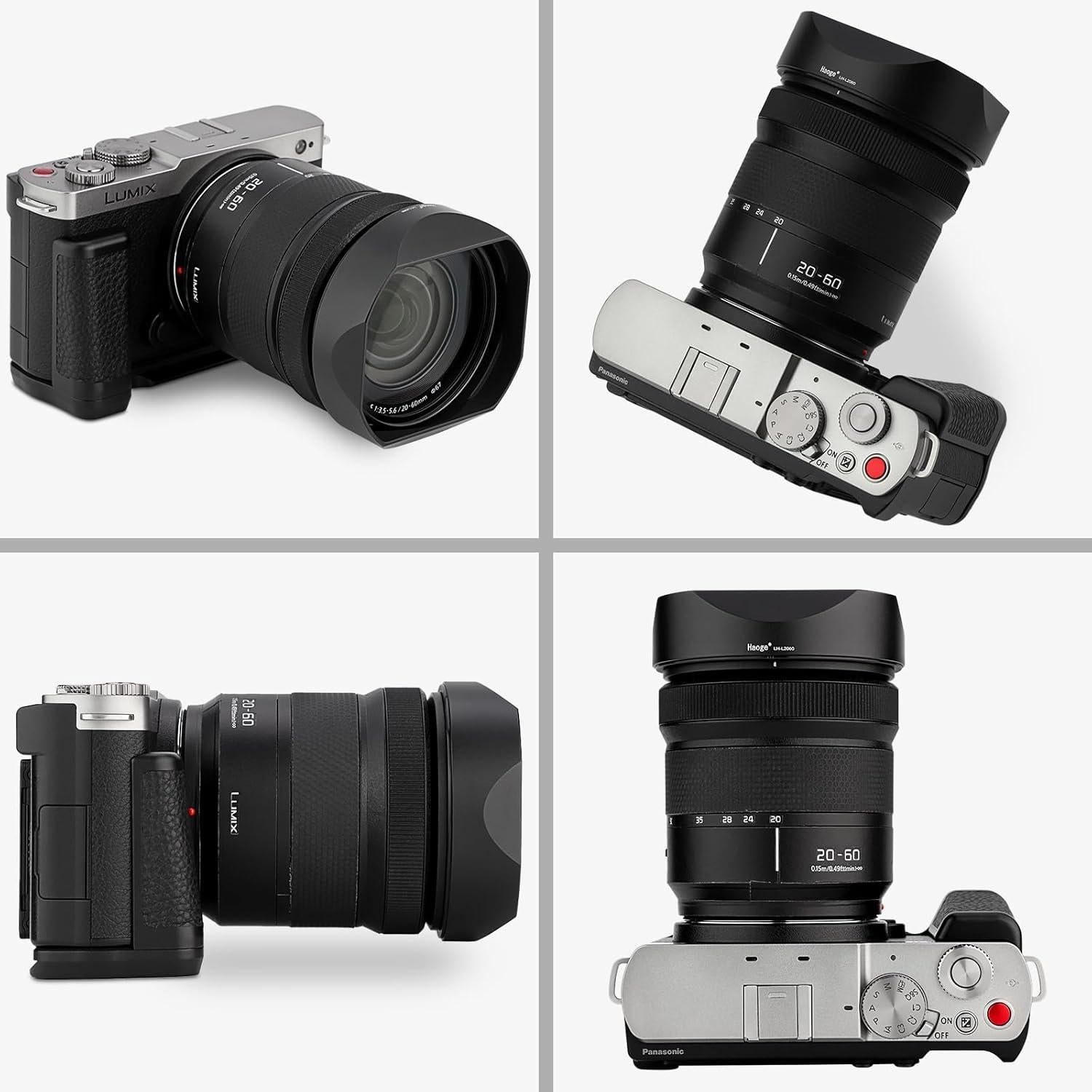 Capucha de lente metálica cuadrada Haoge LH-L2060 para Panasonic LUMIX S 20-60mm