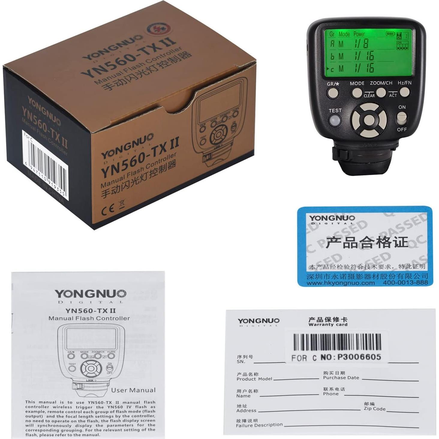 Controlador Remoto de Flash YONGNUO YN560-TX II para Canon