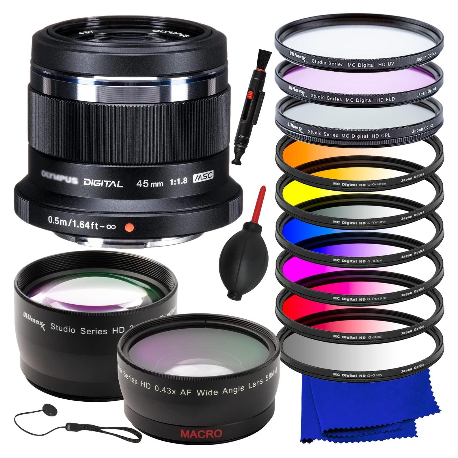 Lente Digital Ultimaxx 45mm f/1.8 + Kit de Filtros y Accesorios