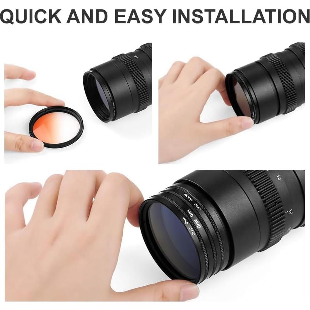 Juego de 6 Filtros de Lente de Color 72mm eDealz para DSLR