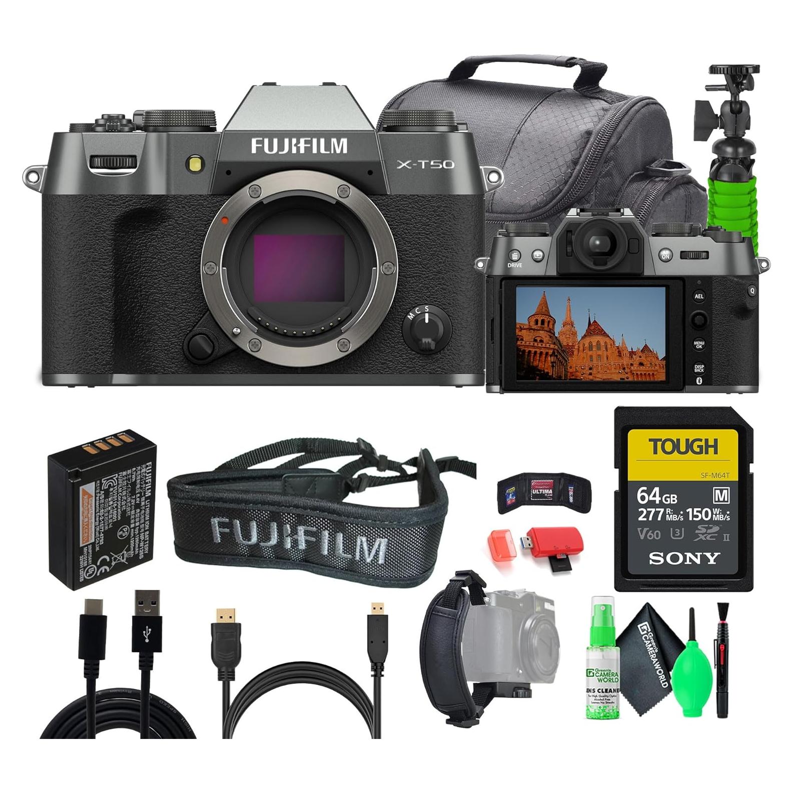 Cámara Digital Sin Espejo Fujifilm X-T50 Plata Carbón + Accesorios