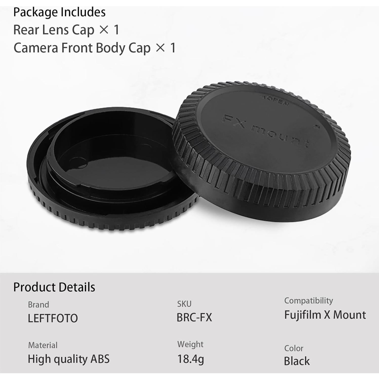 Kit Tapa Cuerpo y Tapa Lente Fujifilm X Mount - ABS Negro