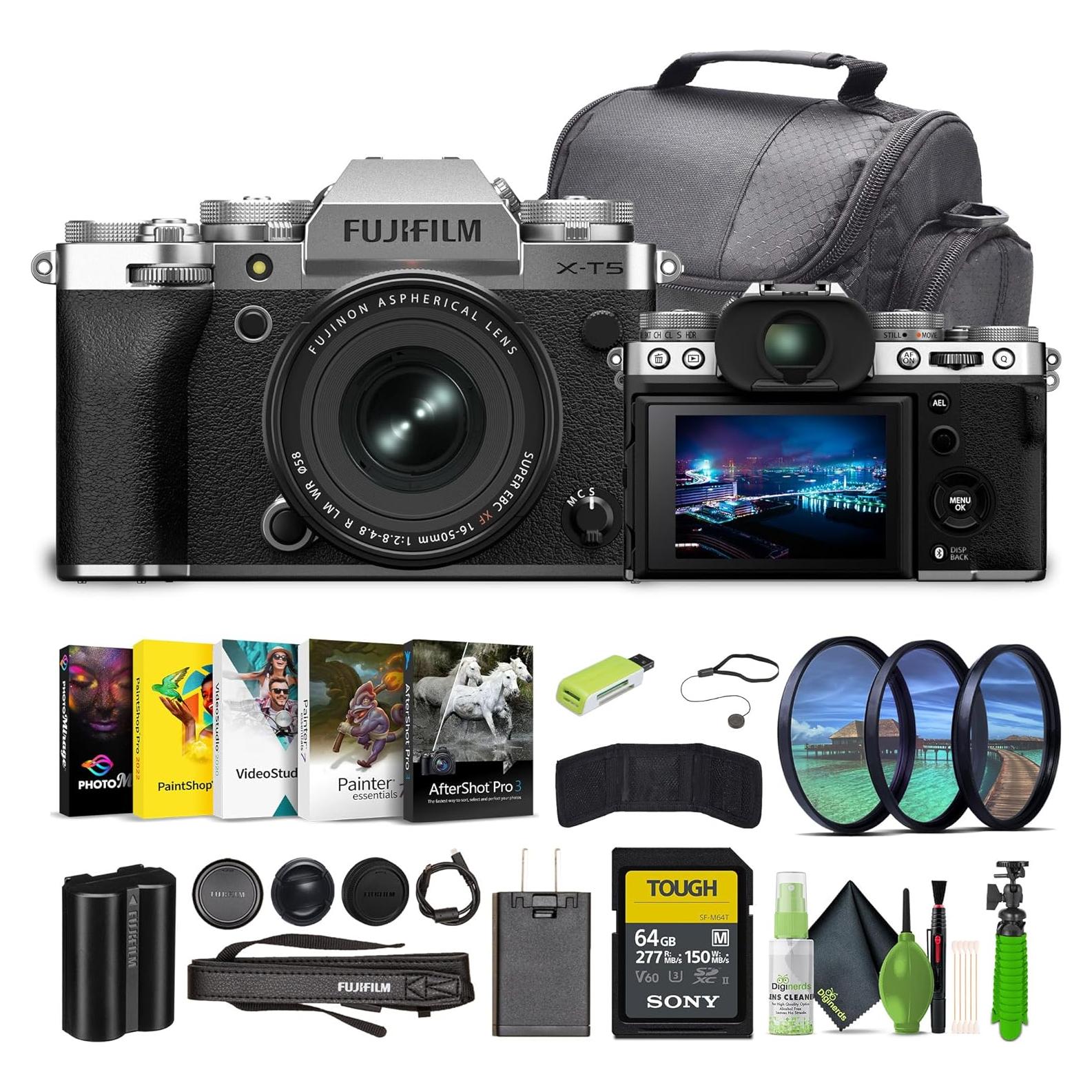 Cámara Mirrorless Fujifilm X-T5 con Lente XF 16-50mm y Accesorios
