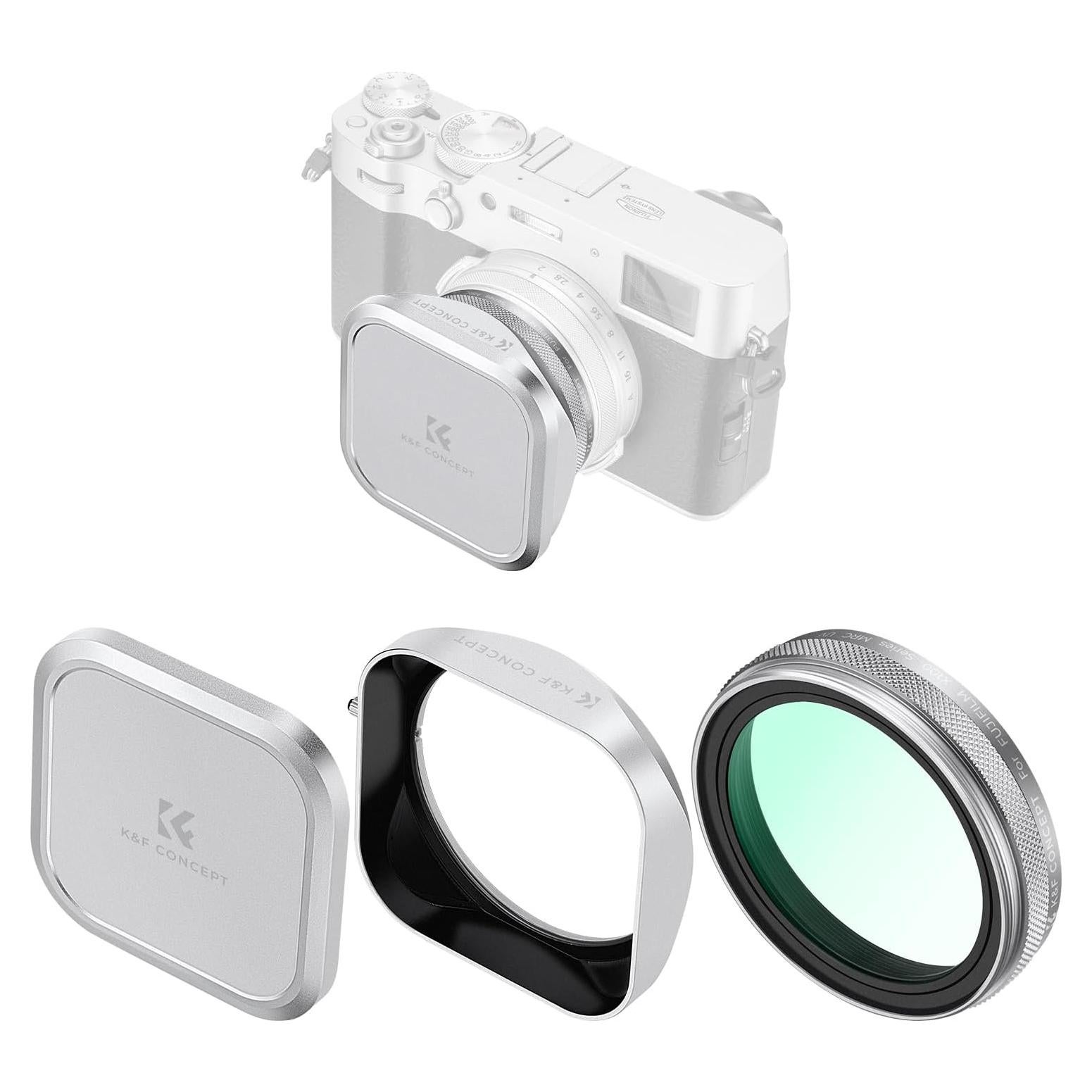 Kit de Filtro UV K&F Concept para Fujifilm X100 - Plateado
