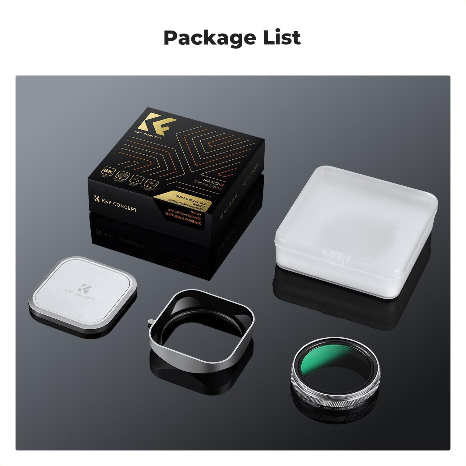 Kit de Filtro UV K&F Concept para Fujifilm X100 - Plateado