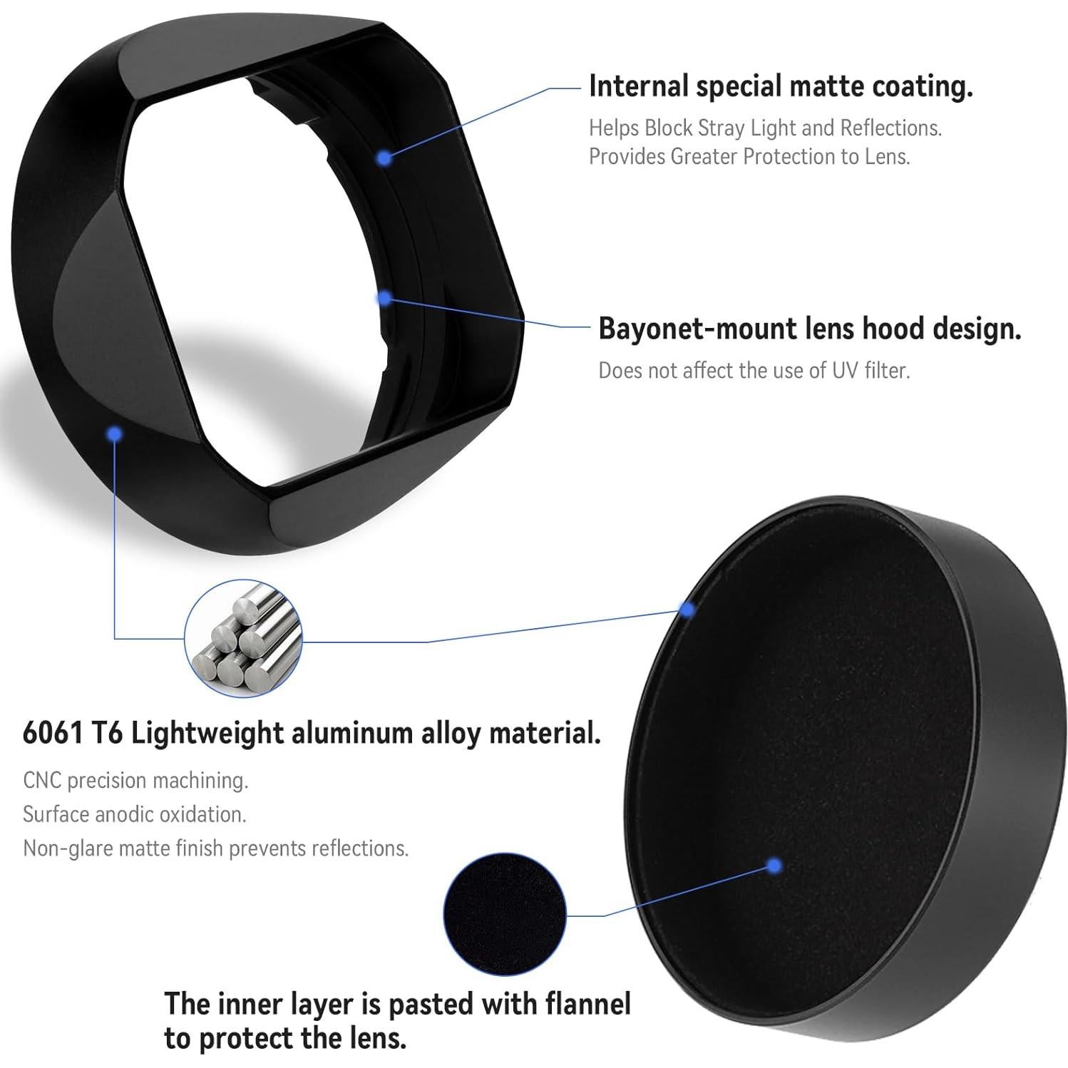 Capucha de Lente Cuadrada Haoge LH-X50N para Fujifilm XF 50mm F2