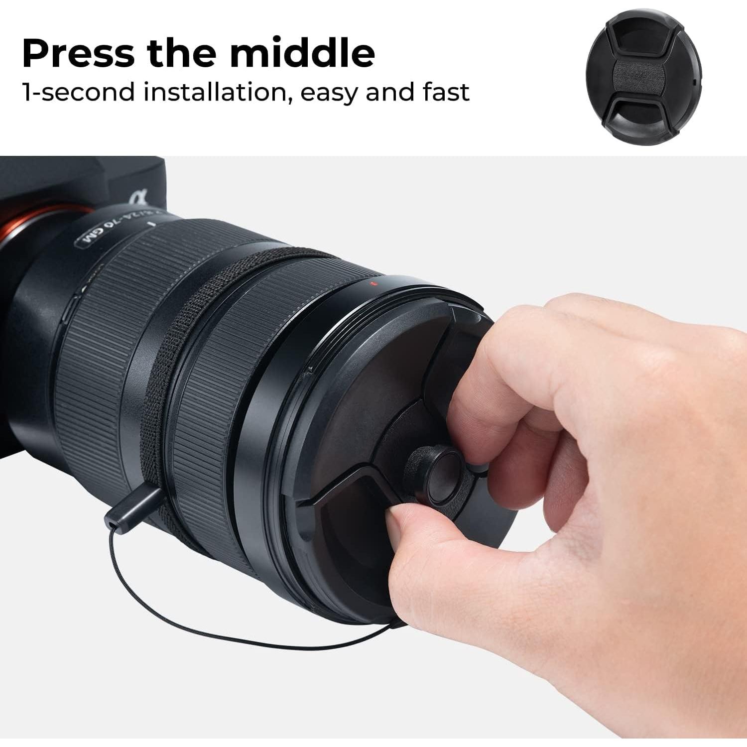 Tapa de Lente K&F Concept 40.5mm + Correa + Paños