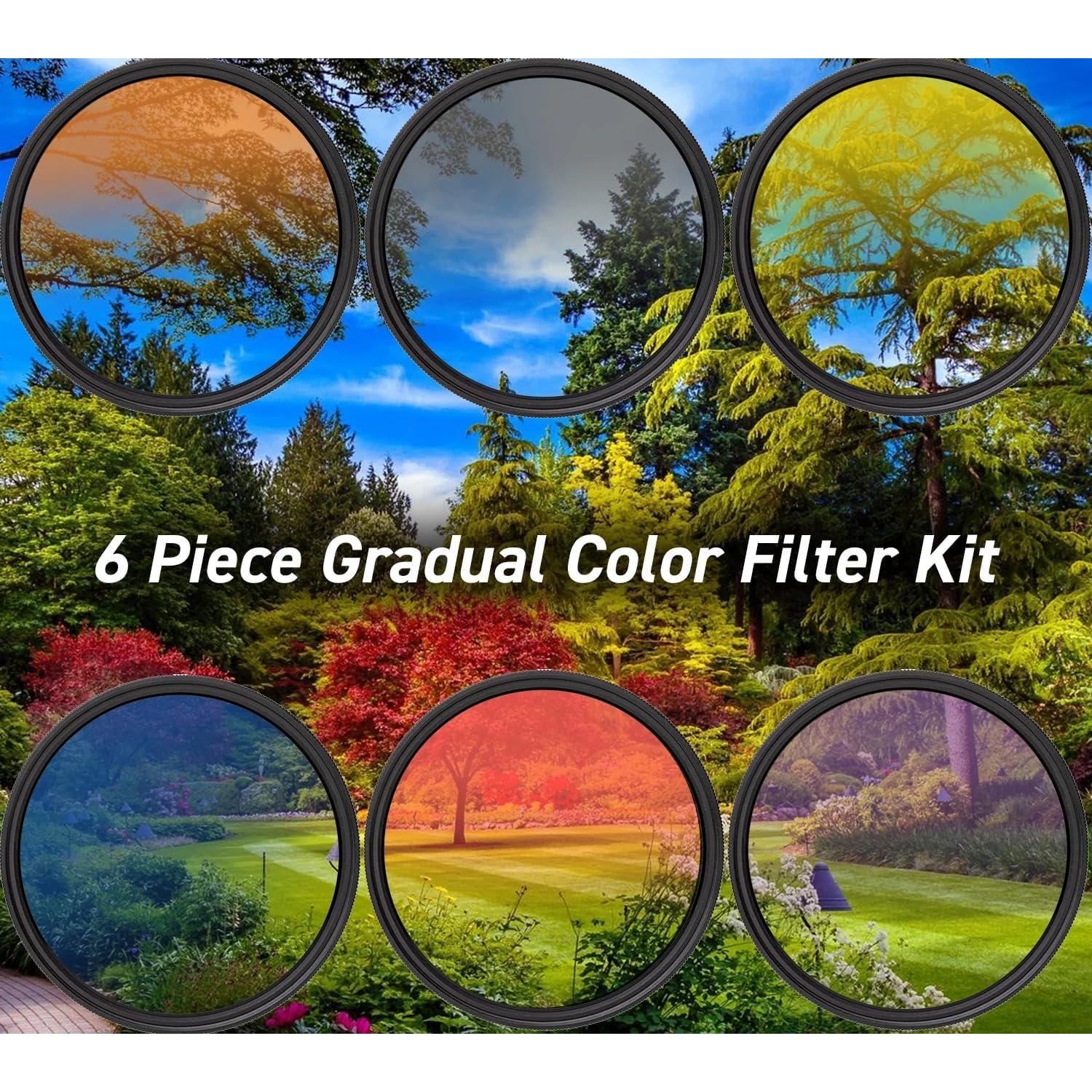 Kit de Filtros de Color Gradual 72mm iSnapPhoto 6 Piezas