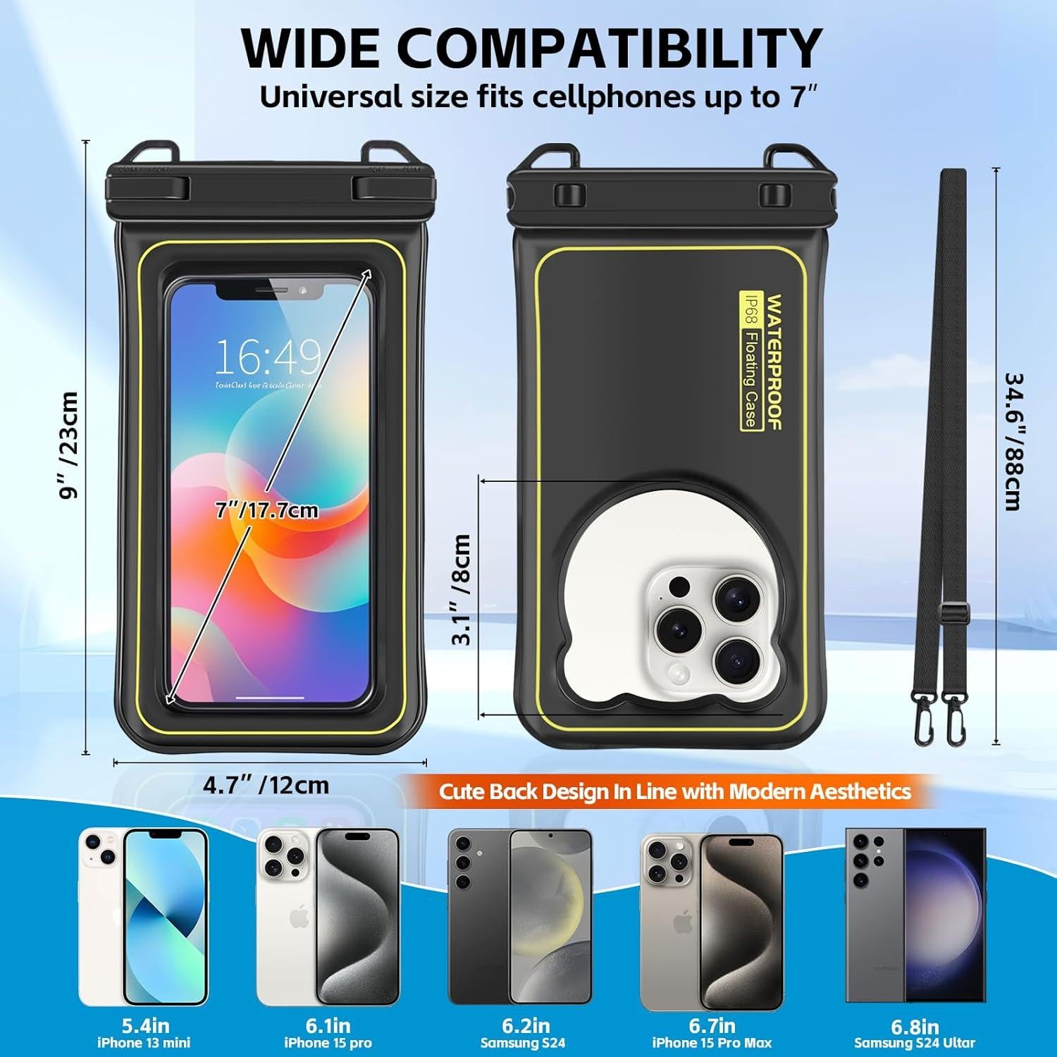 Funda impermeable IP68 Kebrela para teléfono hasta 17.3 cm