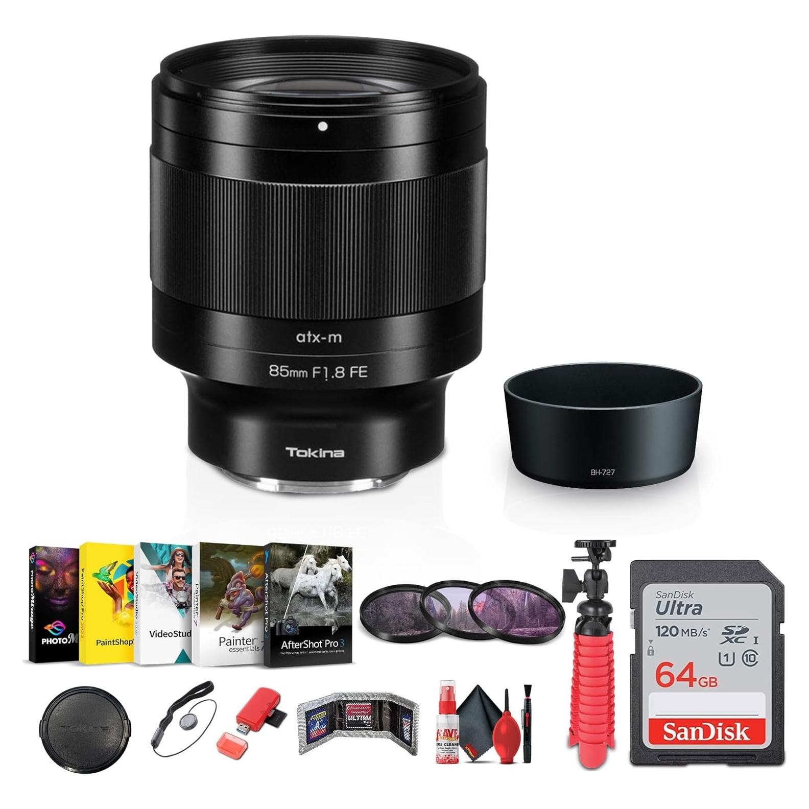 Lente Tokina ATX-m 85mm f/1.8 FE para Sony E + Accesorios