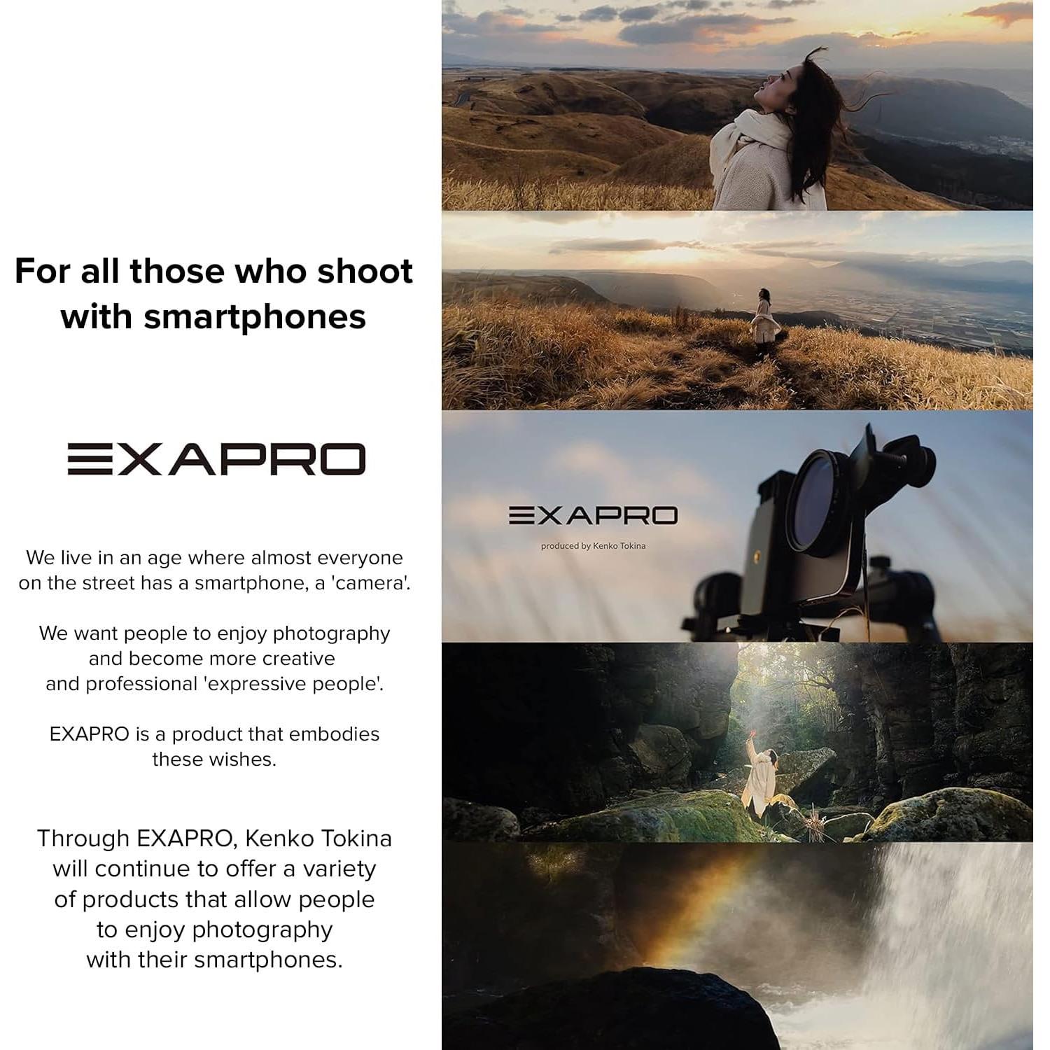 Kit Clip Filtro 49mm y Capucha Lente EXAPRO para Smartphone