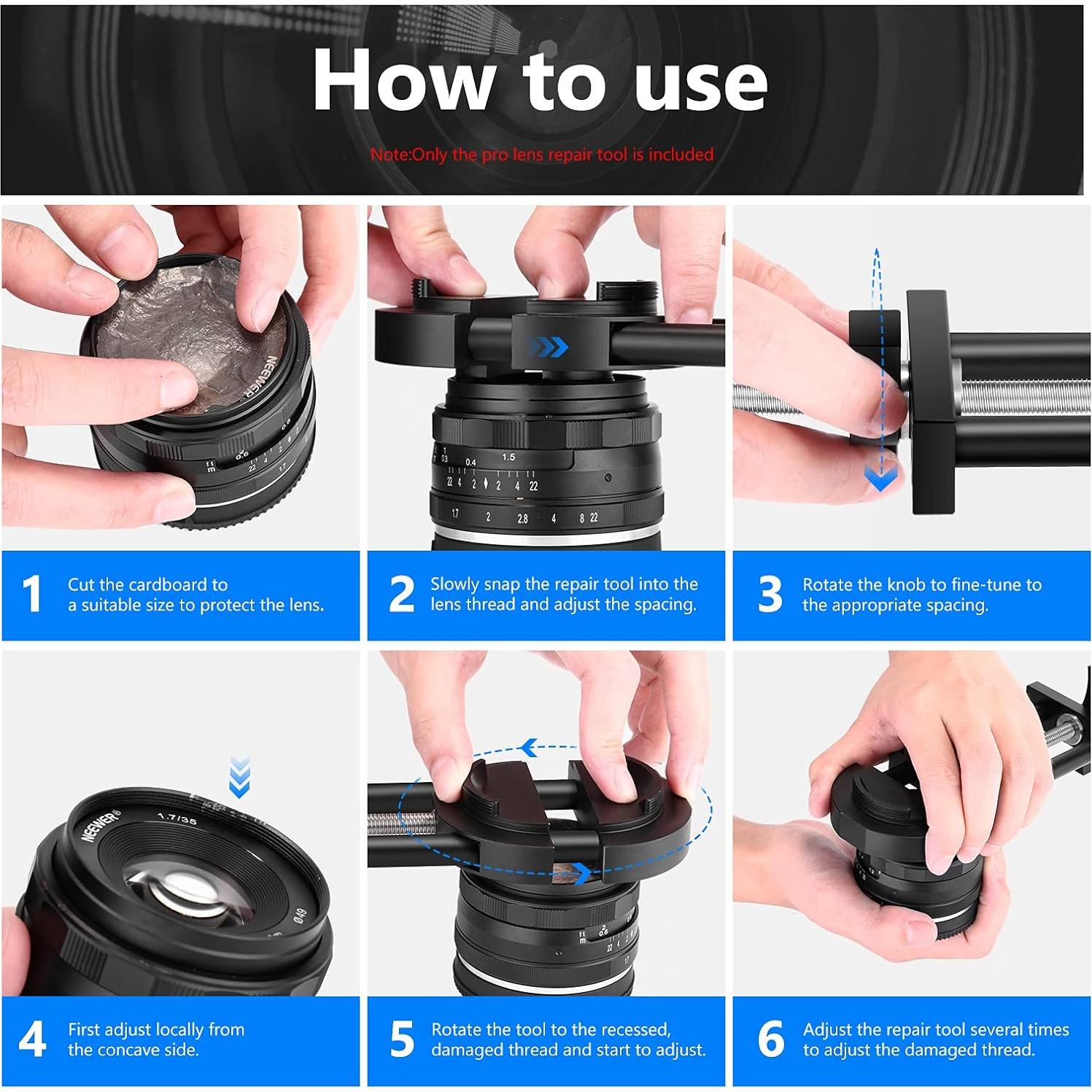 Herramienta de Reparación de Lentes Neewer 27mm a 130mm