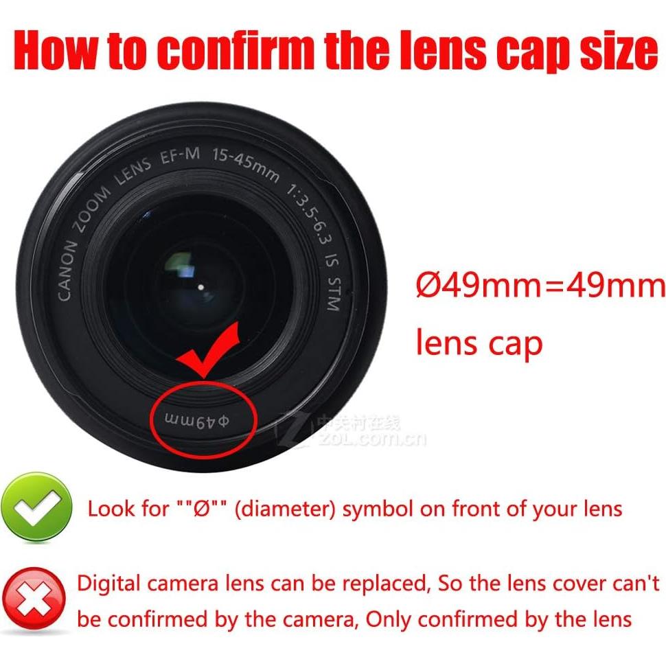 Tapa de lente 49mm genérica para Canon y Sony - Paquete de 2