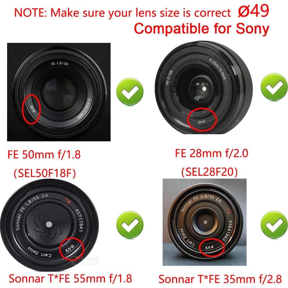 Tapa de lente 49mm genérica para Canon y Sony - Paquete de 2