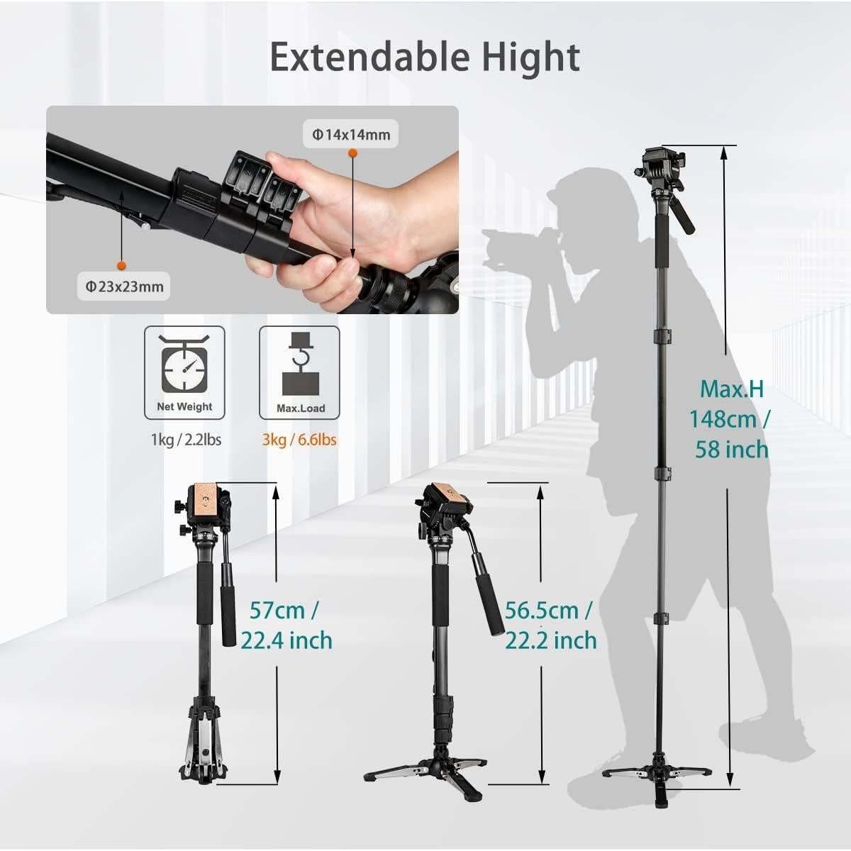 Monopod Extensible Aluminio Koolehaoda YT-288 148cm 3kg