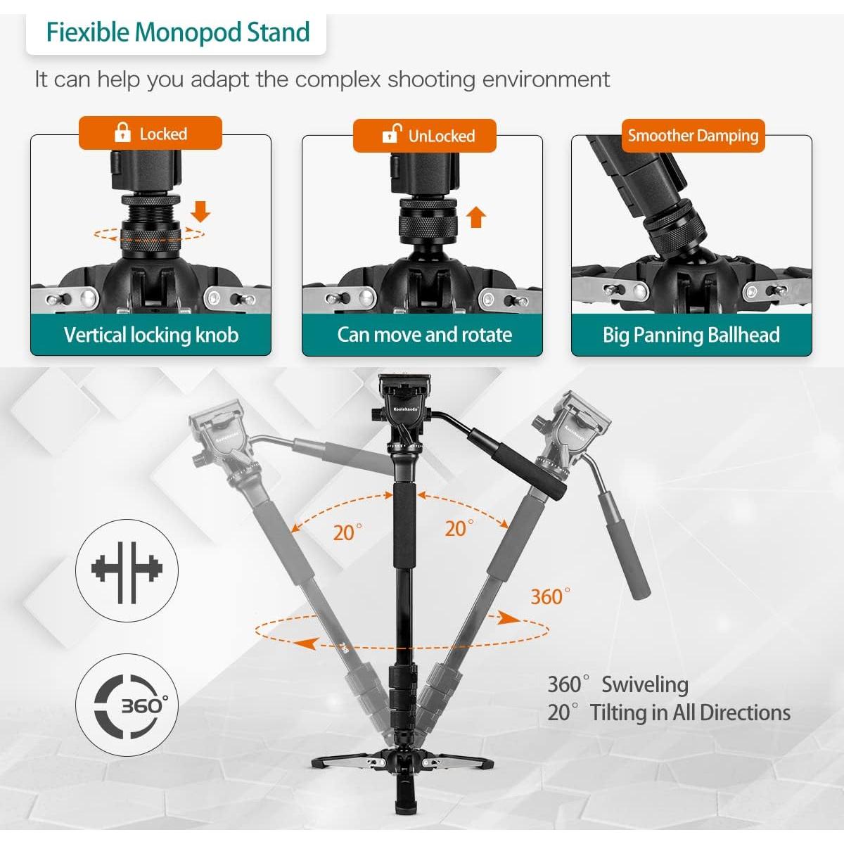 Monopod Extensible Aluminio Koolehaoda YT-288 148cm 3kg