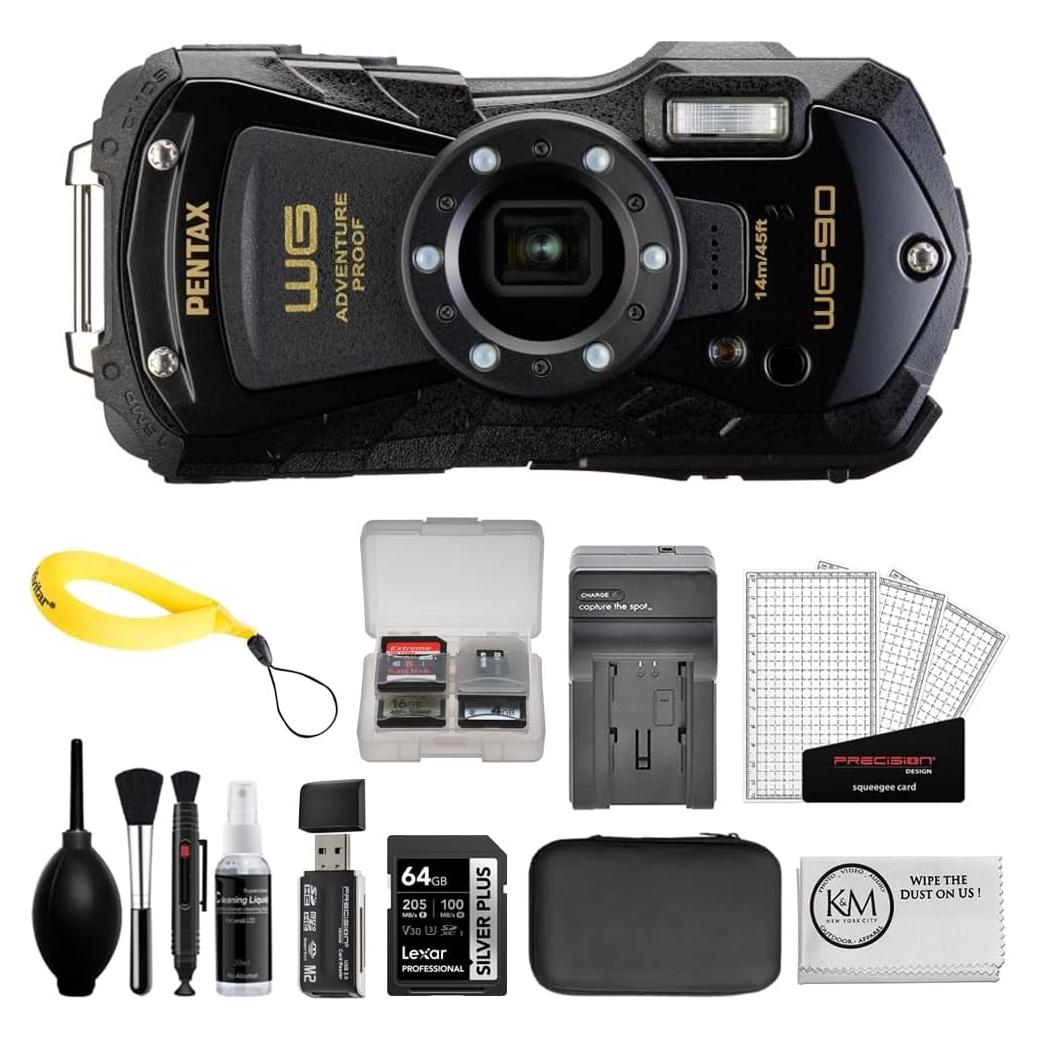 Cámara Digital Pentax WG-90 Negra + Kit Fotográfico 6 Piezas