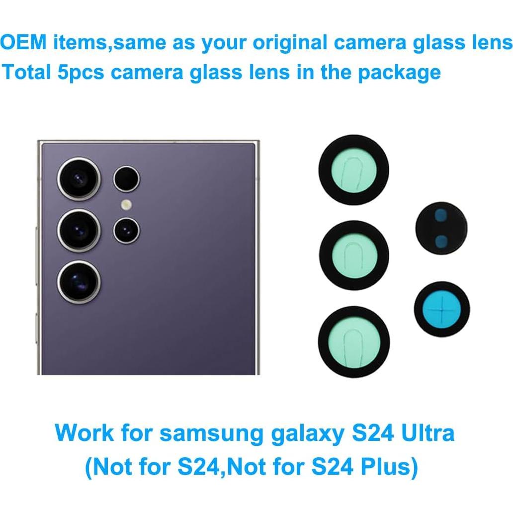 5 Lentes de Cristal de Cámara OEM para Samsung Galaxy S24 Ultra
