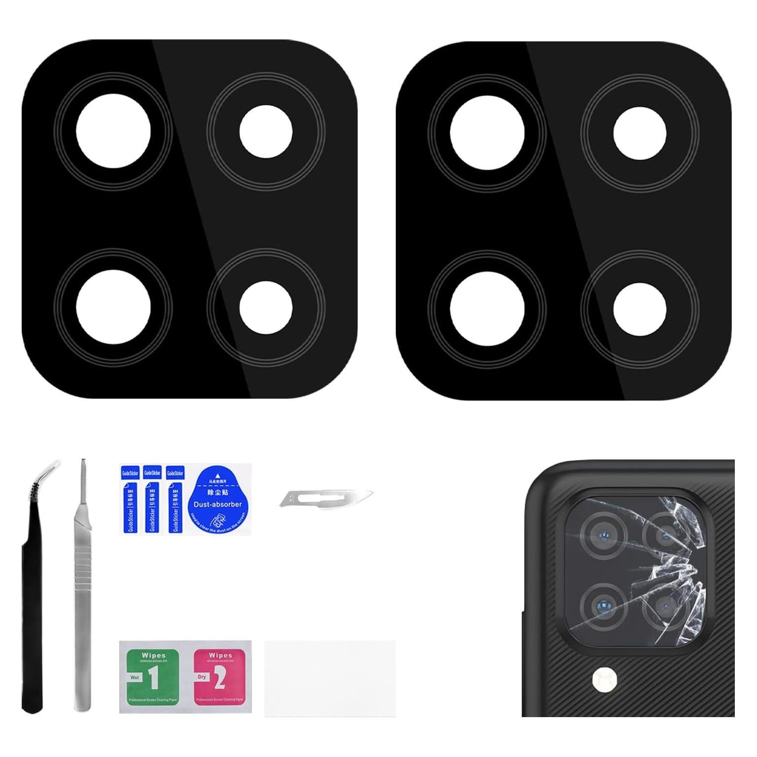 Reemplazo Lente de Cámara Trasera Samsung Galaxy A12 - 2 Piezas